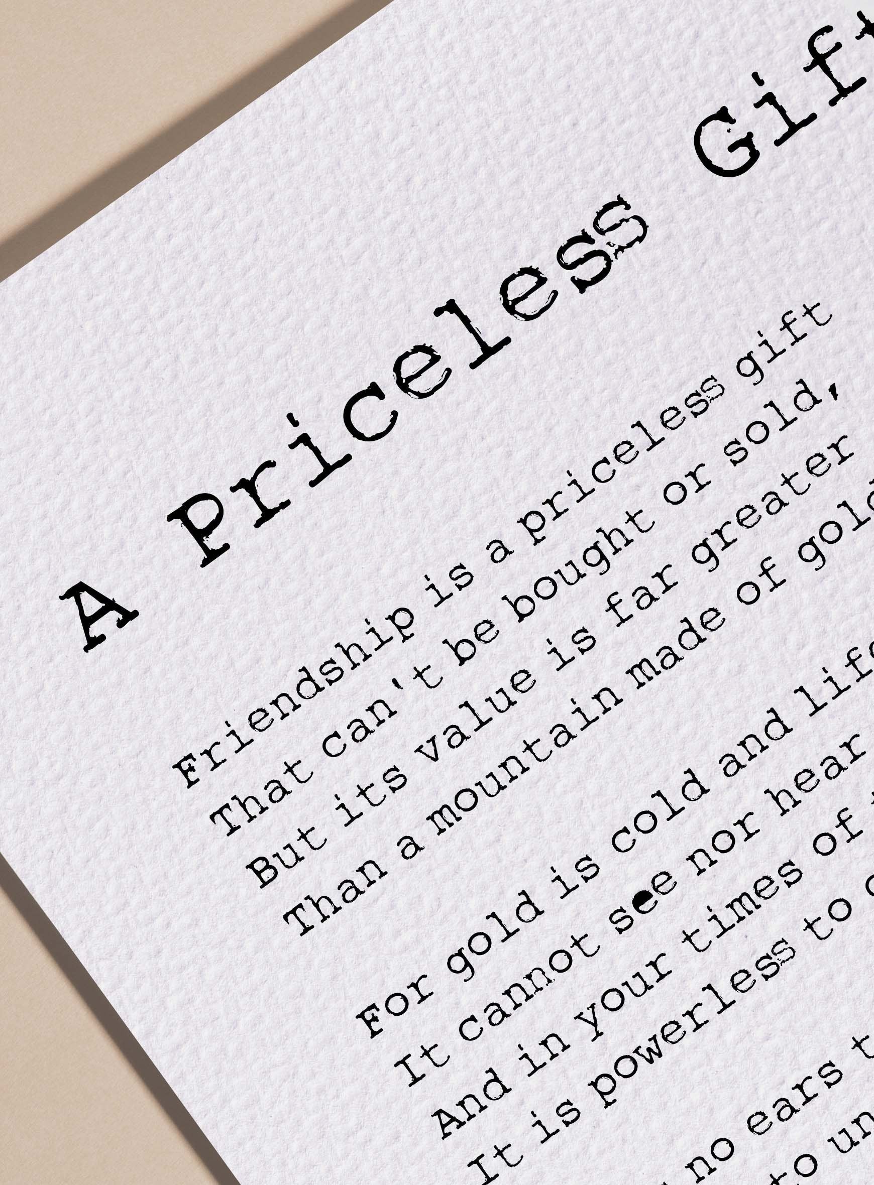 Friendship Gift - A Priceless Gift Bestie Poem Framed Poster for Friend - Gift for a best friend