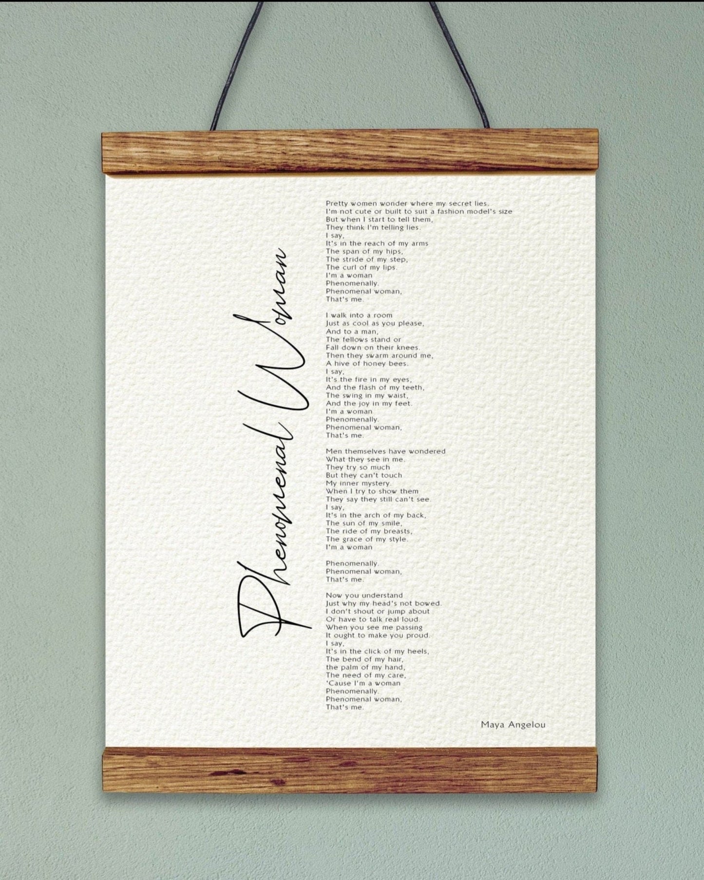 Phenomenal Woman Poster Framed by Maya Angelo - Calligraphy & Typography Print - Maya Angelou Print - Wall Art