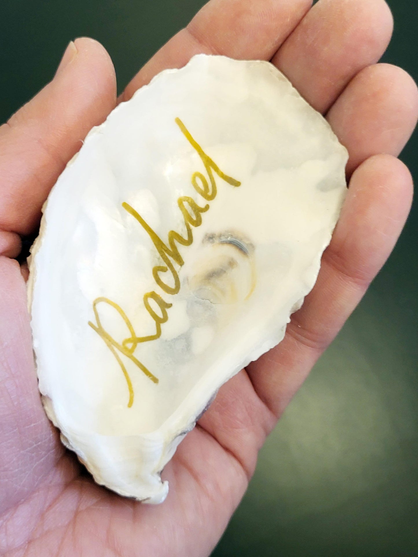 Personalised Oyster Shell Place Cards | Hand Lettered Calligraphy | Wedding Table Settings | Coastal Beach Wedding Décor | Guest Name Cards