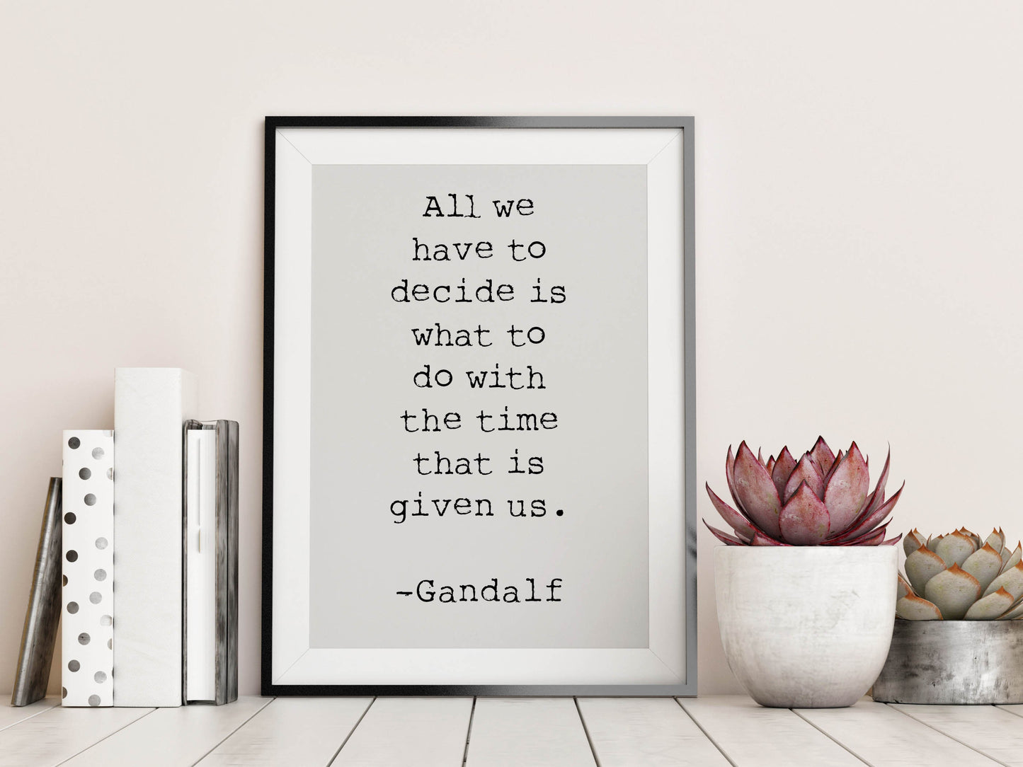 Time Quote, All we have to decide is what to do with the time that is given us poster, Book quote framed & unframed