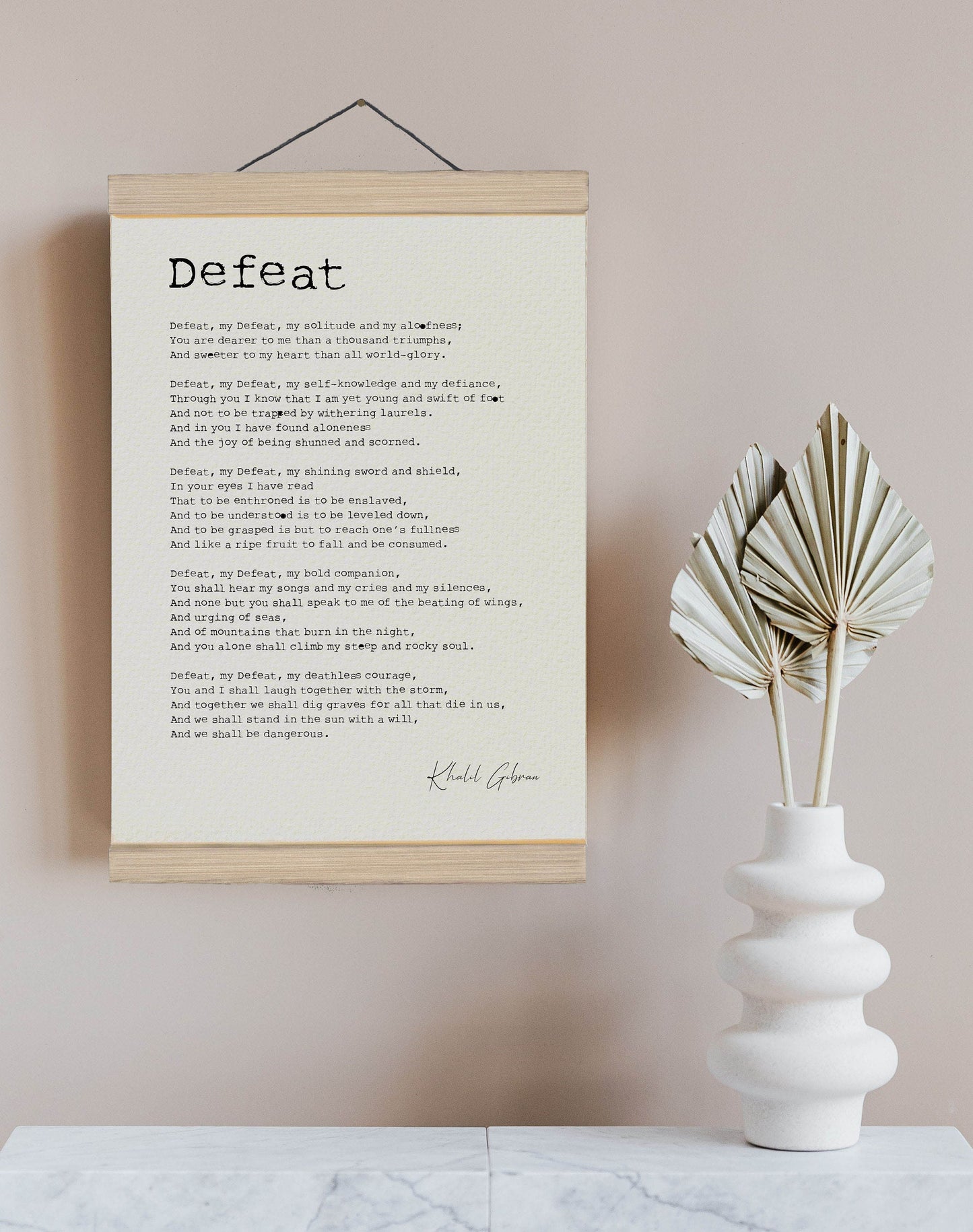 DEFEAT poster by Kahlil Gibran, Framed print of Defeat poem by poet Kahlil Gibran - Motivational Poem - Winning Mentality - Victory Piece