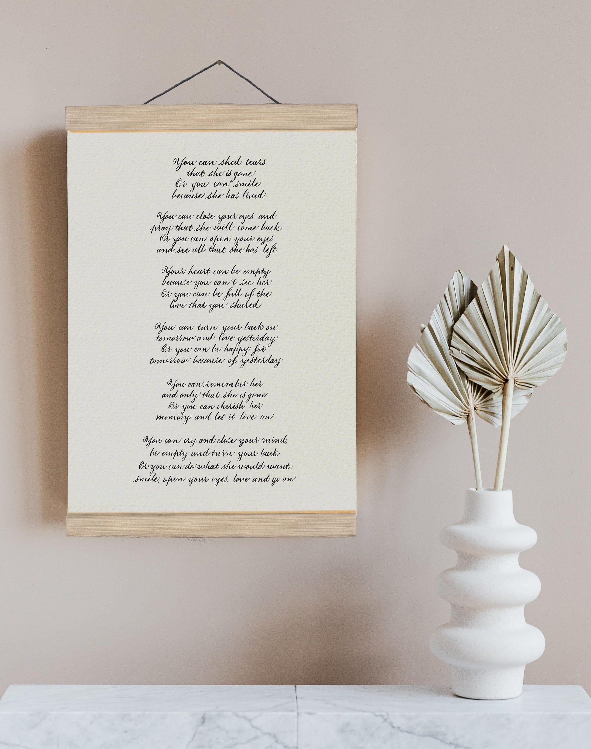 She is gone Funeral reading print poem - funeral favors - celebration of life - Bereavement gift - Memorial - Remembrance - Sympathy Gift