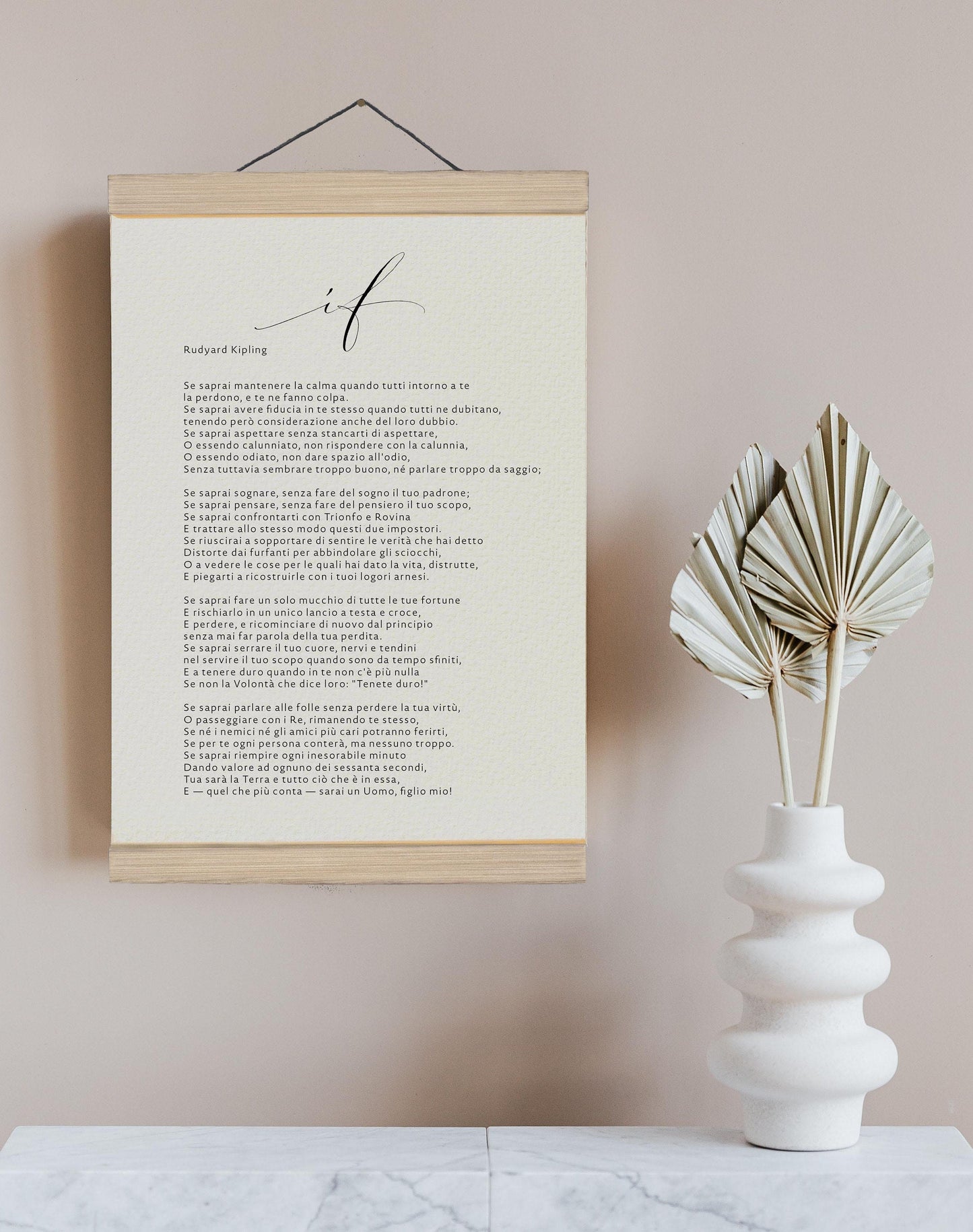 IF in Italian - Rudyard Kipling Poem Framed - Calligraphy & Typography Print IF in italiano - incorniciato - poesia - Regalo per figlio
