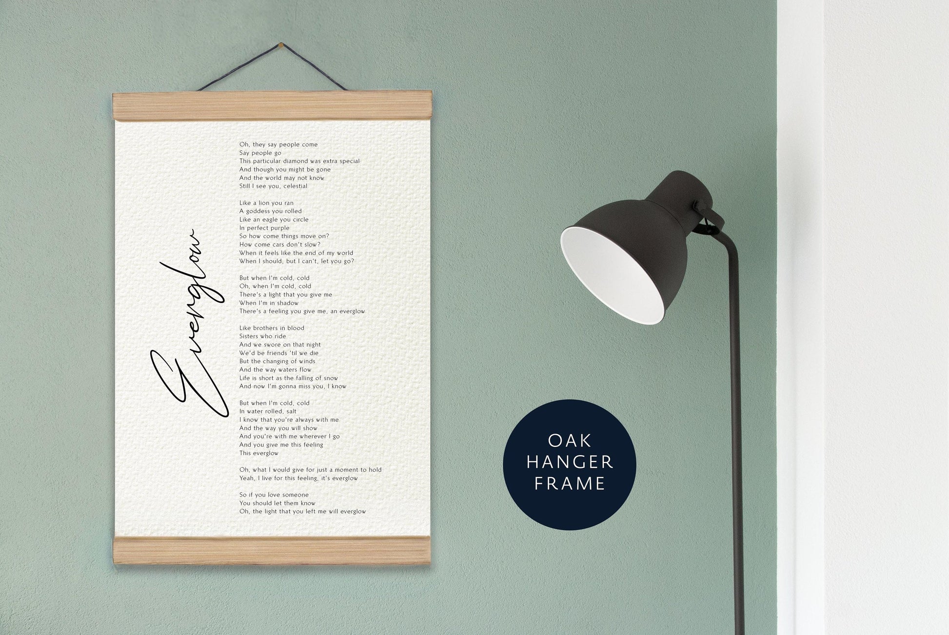 Everglow song lyrics print by Coldplay - Framed Everglow print poster - Coldplay song lyrics poster print Framed