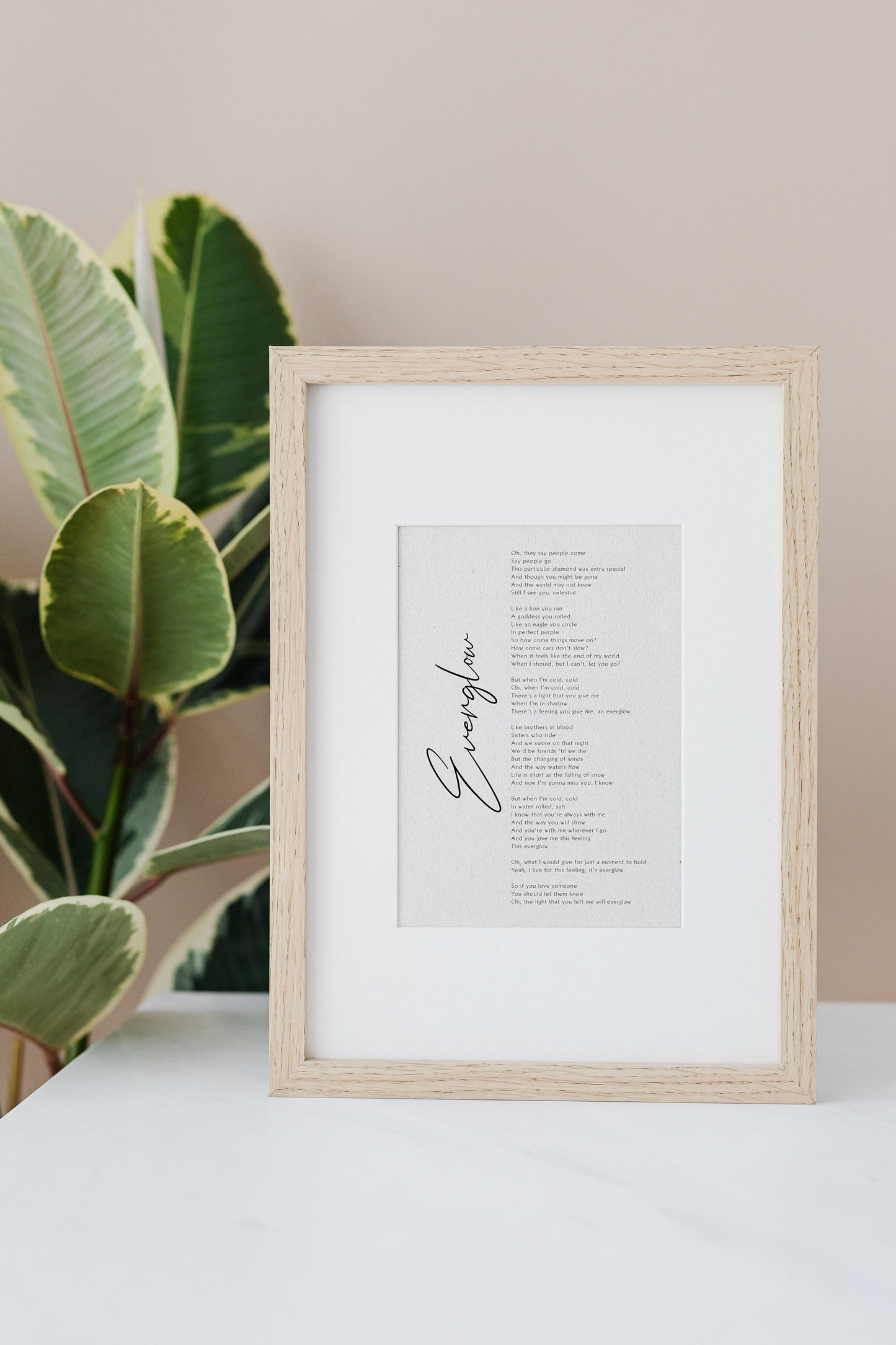 Everglow song lyrics print by Coldplay - Framed Everglow print poster - Coldplay song lyrics poster print Framed