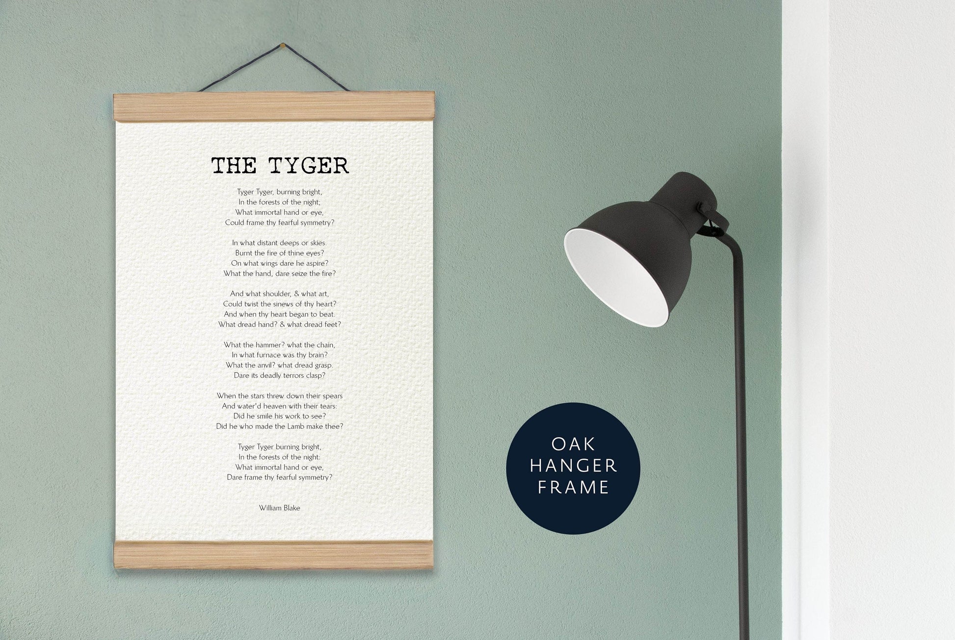 William Blake - The Tyger Framed quote print, The Tyger poster poem by Poet William Blake - Book Quote Prints - Great literature