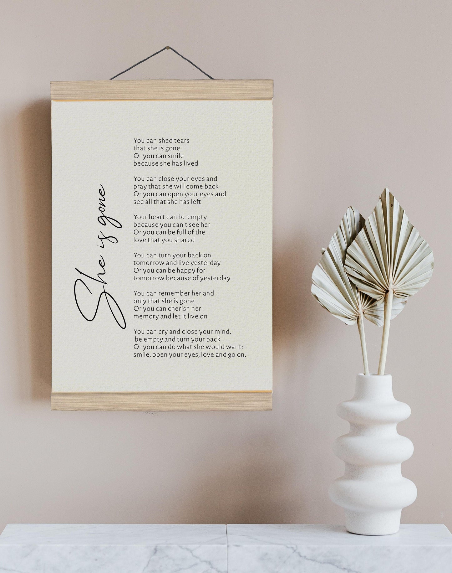 She is gone Funeral reading print poem - funeral favors celebration of life Bereavement gift - Memorial Poems Remembrance - Sympathy Gift