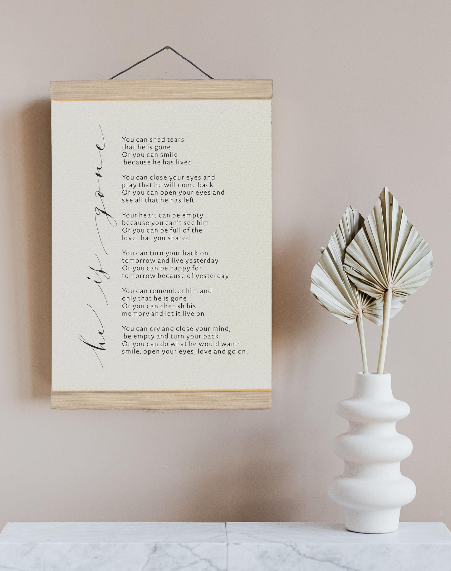 He is gone Funeral reading print poem - Bereavement gift - remembrance - Framed Memorial Poems