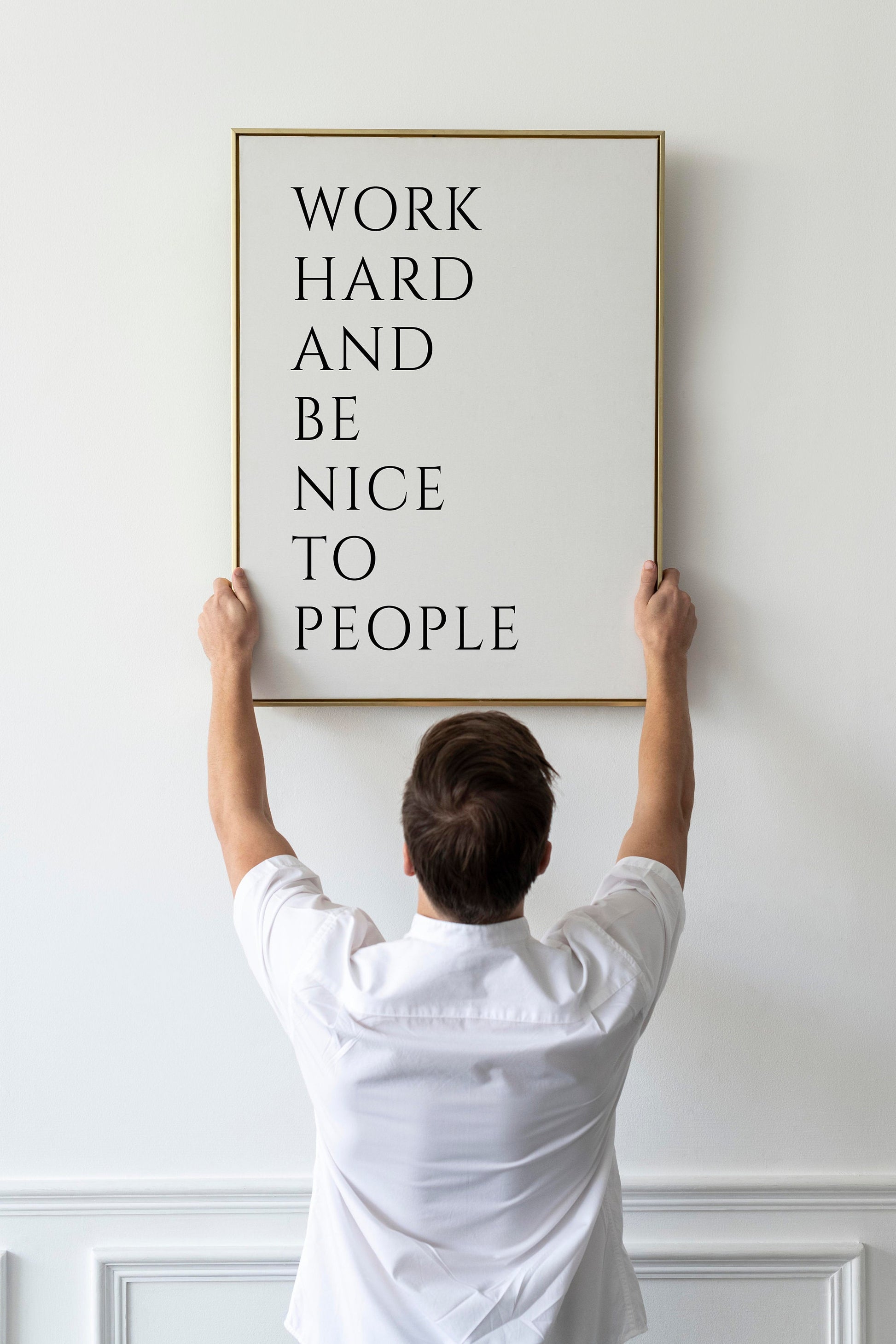 Work hard and be nice to people Print, Work hard poster, Be nice print, Framed Quote Poster, Inspirational Quote, Motivational Poster