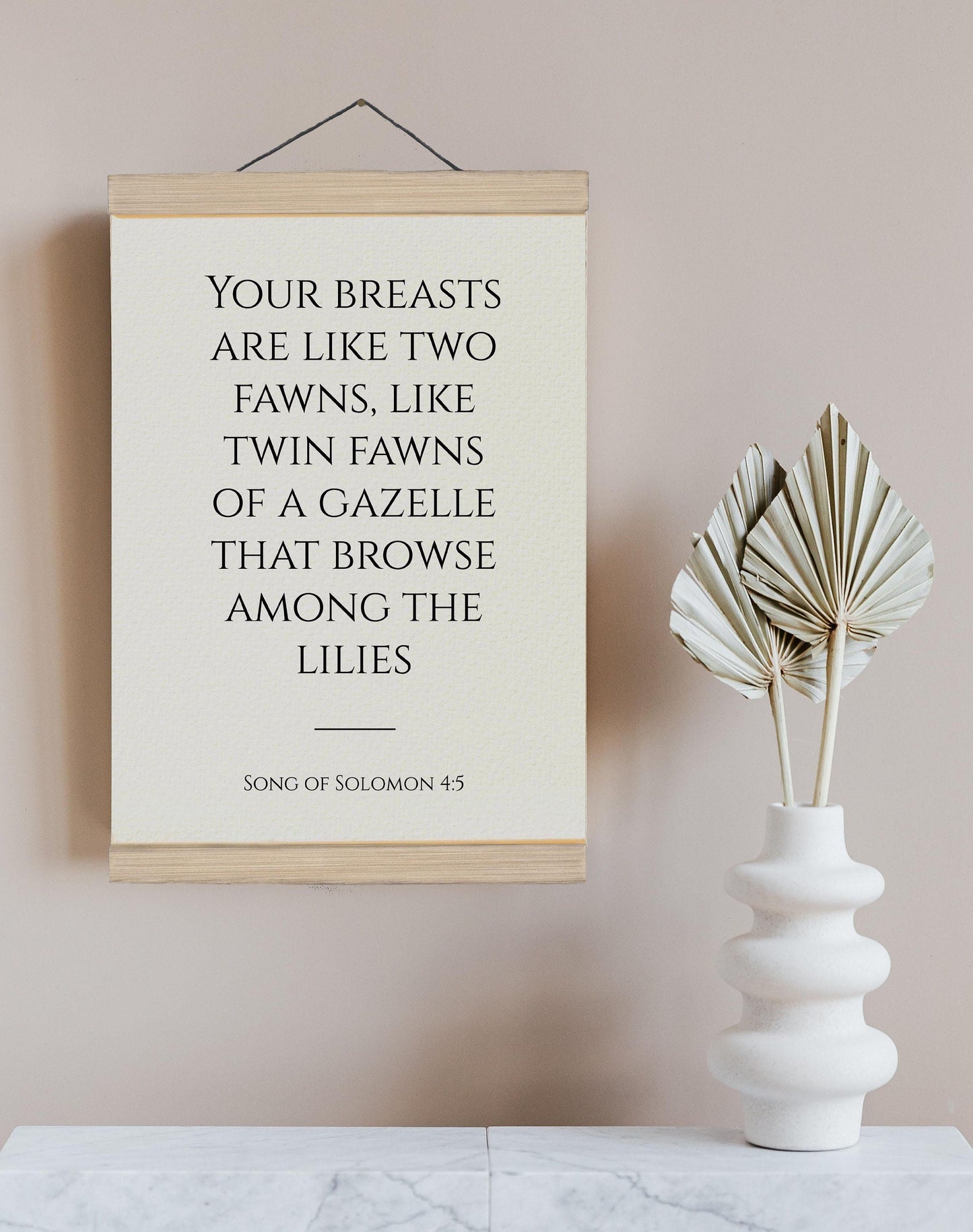 Song of Solomon 4:5 Your breasts are like two fawns Bible Verse Print, Bible Scripture Typography Verse - Framed Prayer - Prayer poster