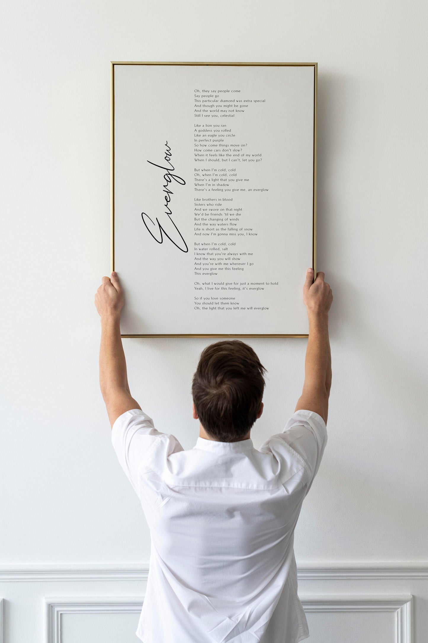 Everglow song lyrics print by Coldplay - Framed Everglow print poster - Coldplay song lyrics poster print Framed