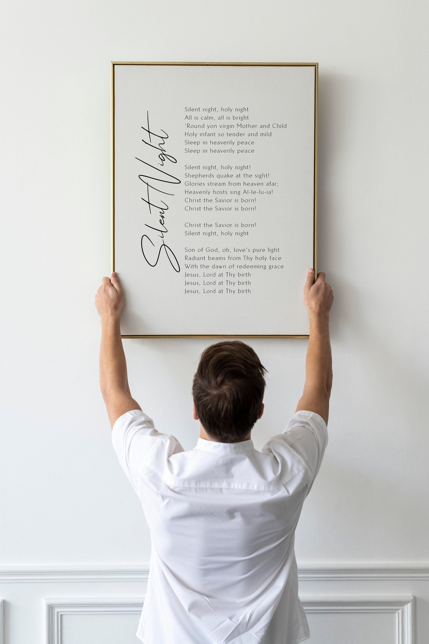 Silent Night song lyrics Christmas print framed poster - Festive Song Lyrics - Silent Night Print - Silent Night Framed - Poster