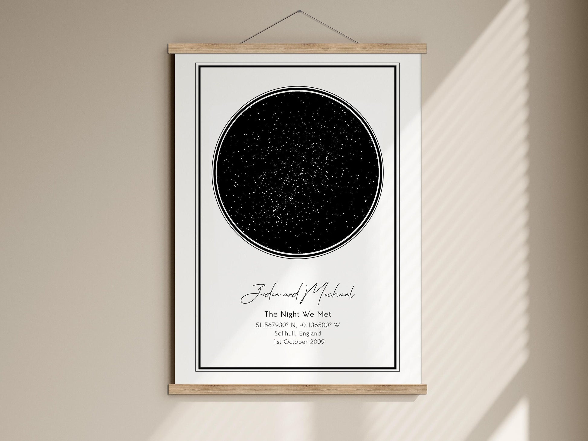Star Map Print - Custom Night We Met poster - Personalised Constellation Print - Memorable date framed print - Anniversary special date