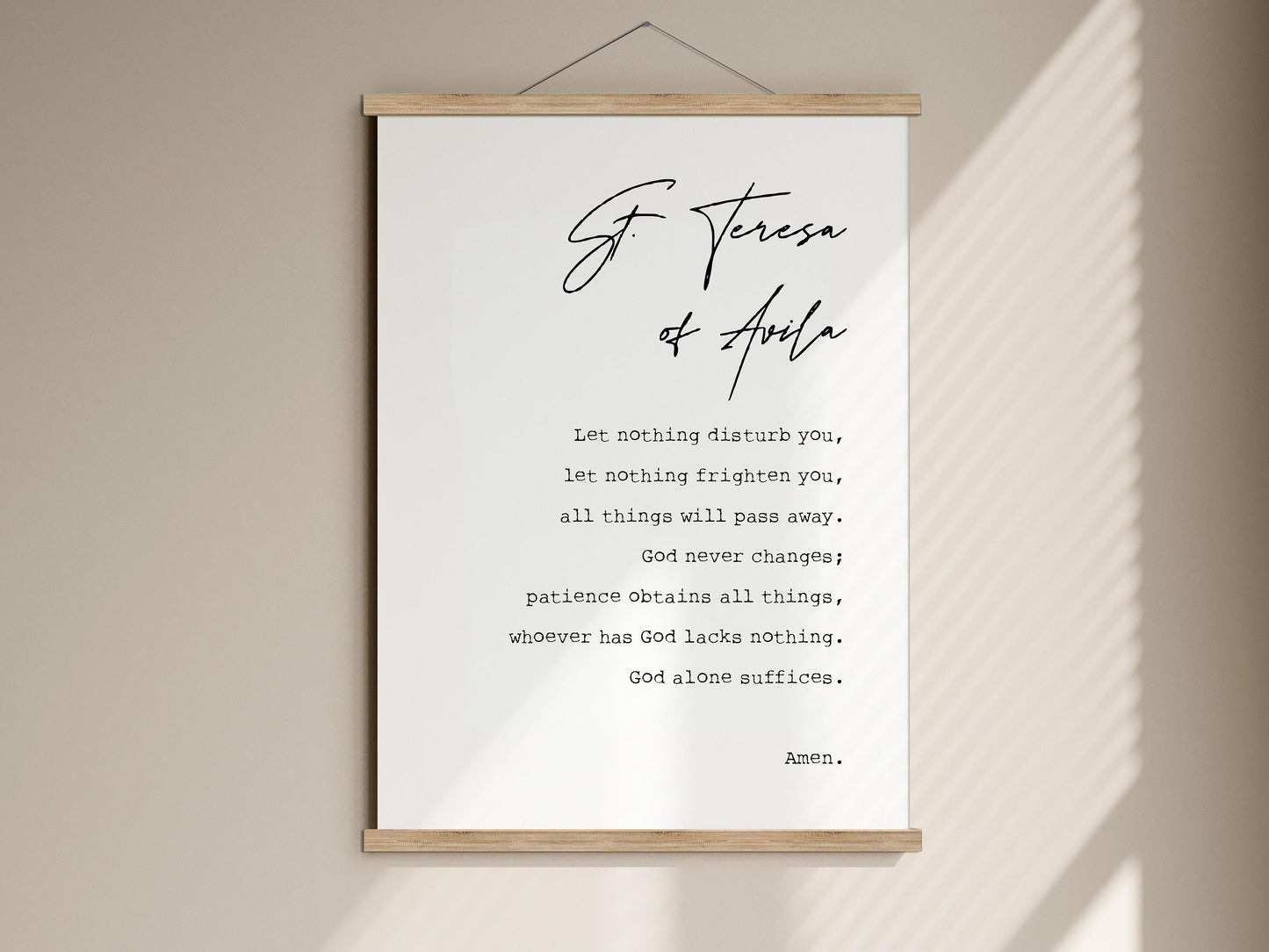 St. Teresa of Avila Poster Sign, Christian Print, Saint Framed Poster, Catholic, Bible Verse, God, Graduation prayer, Confirmation gift