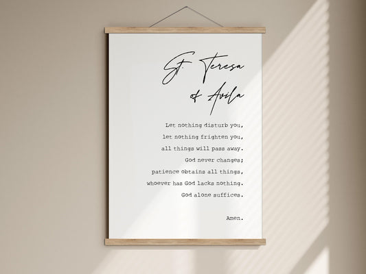 St. Teresa of Avila Poster Sign, Christian Print, Saint Framed Poster, Catholic, Bible Verse, God, Graduation prayer, Confirmation gift