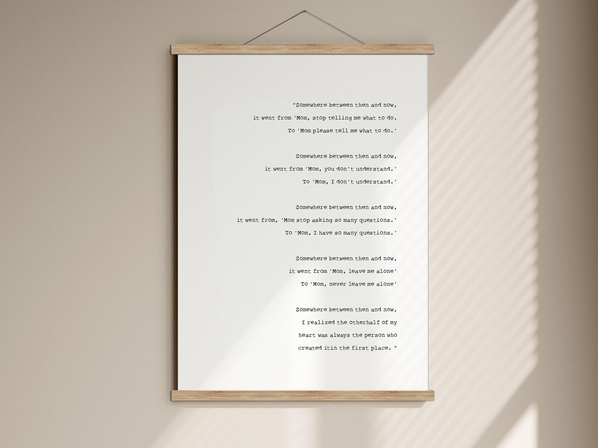 Somewhere between then and now Print, Gift for Dad, Poem about Dad, Framed oak hanger Dad Poster, Dad Framed print