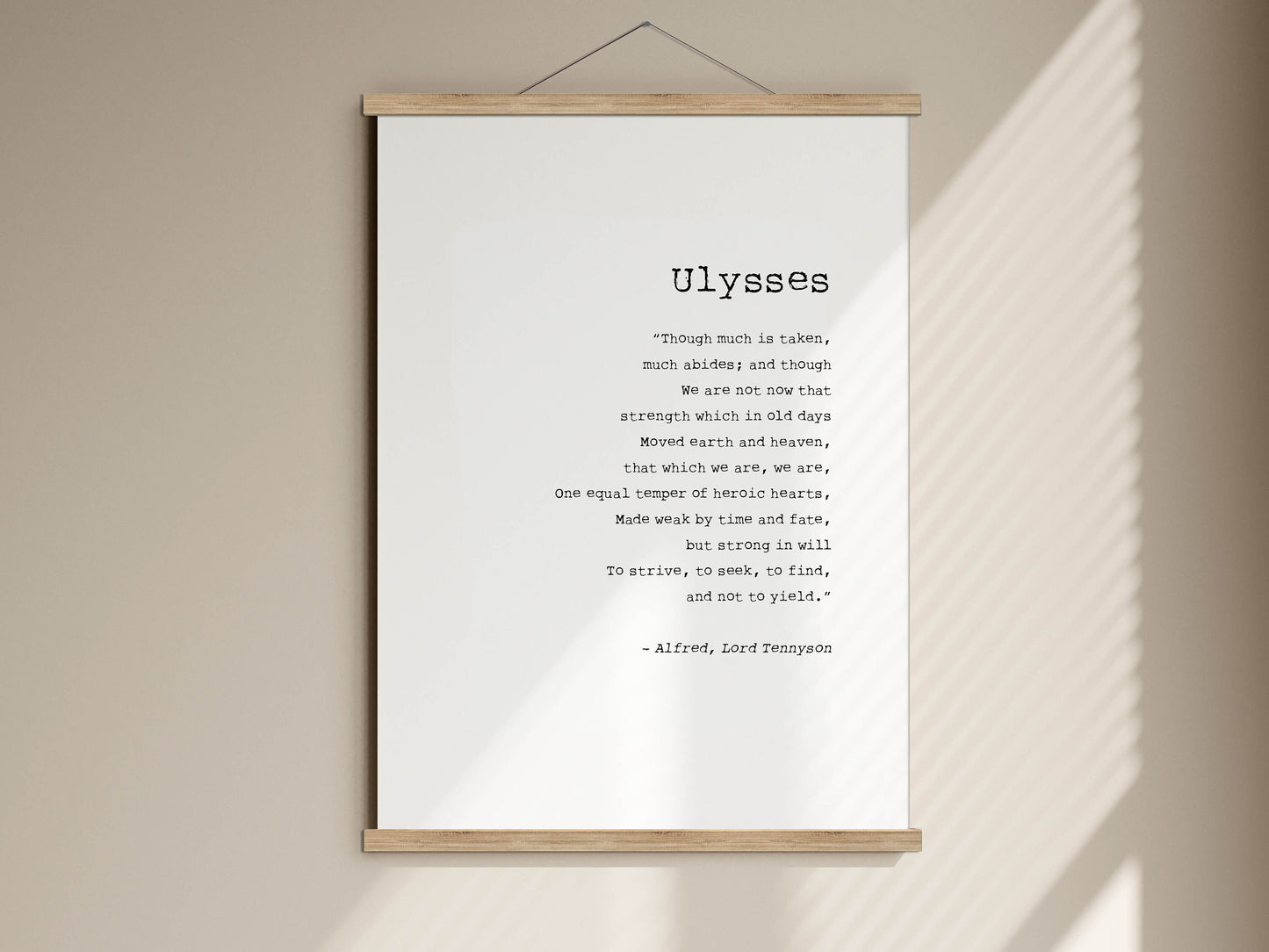 Ulysses book quote by Alfred Lord tennyson Print, Framed oak hanger poster, Poem by Alfred Lord Tennyson