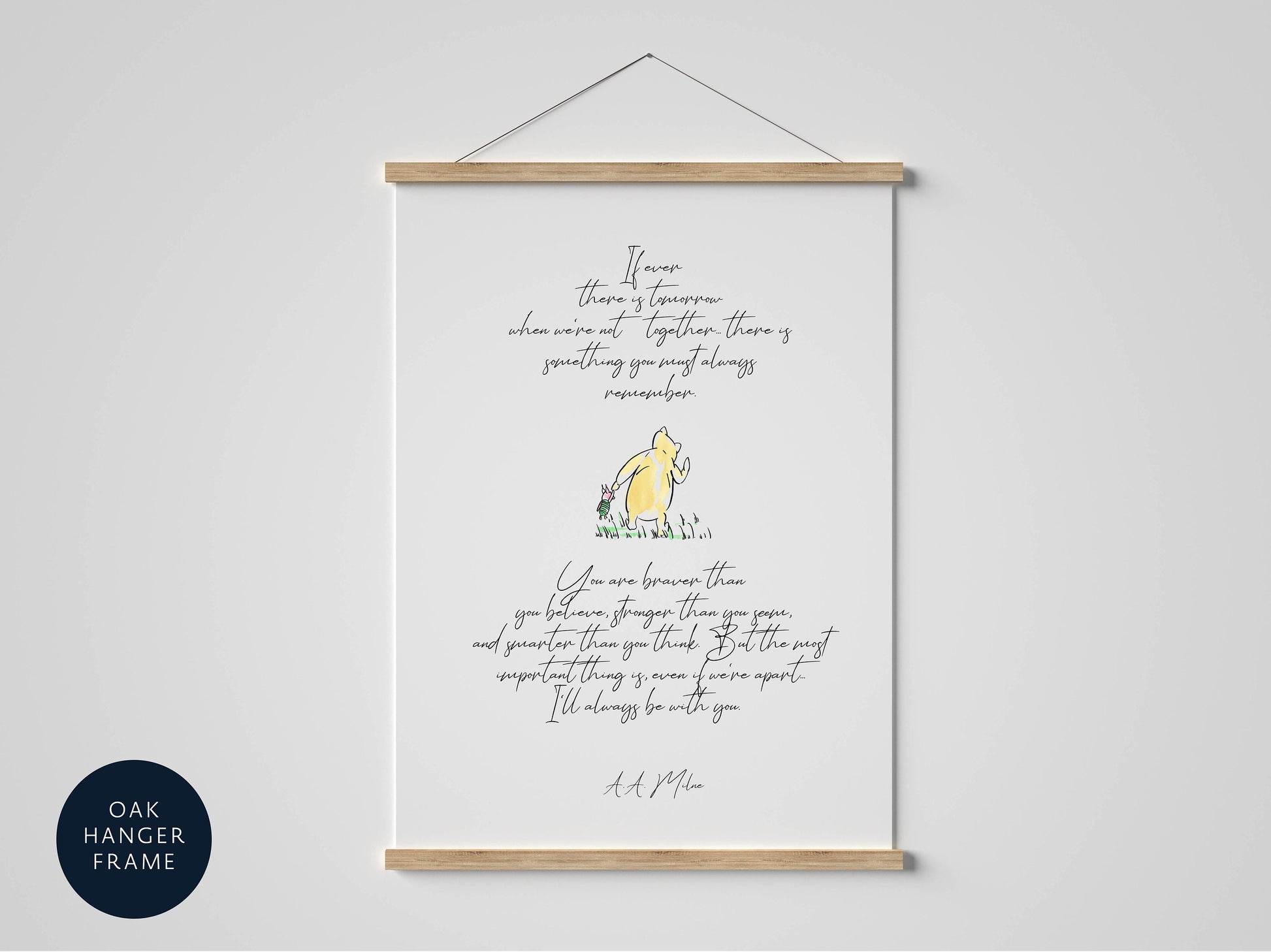 If ever there is tomorrow when we're not together, Pooh Bear quote framed print, vintage print, affirmation quote, retro poster