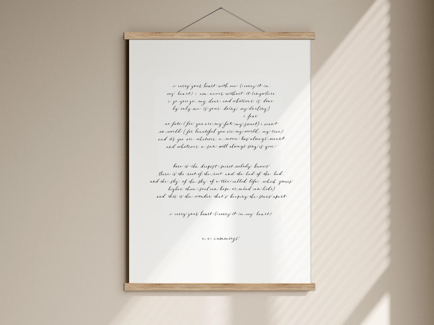 i carry your heart print, i carry your heart with me E.E. Cummings - Love poem print - Wall Art - Calligraphy Print