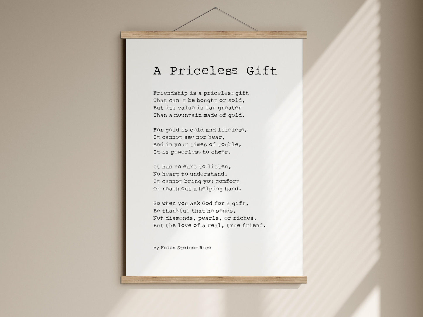 Friendship Gift - A Priceless Gift Bestie Poem Framed Poster for Friend - Gift for a best friend