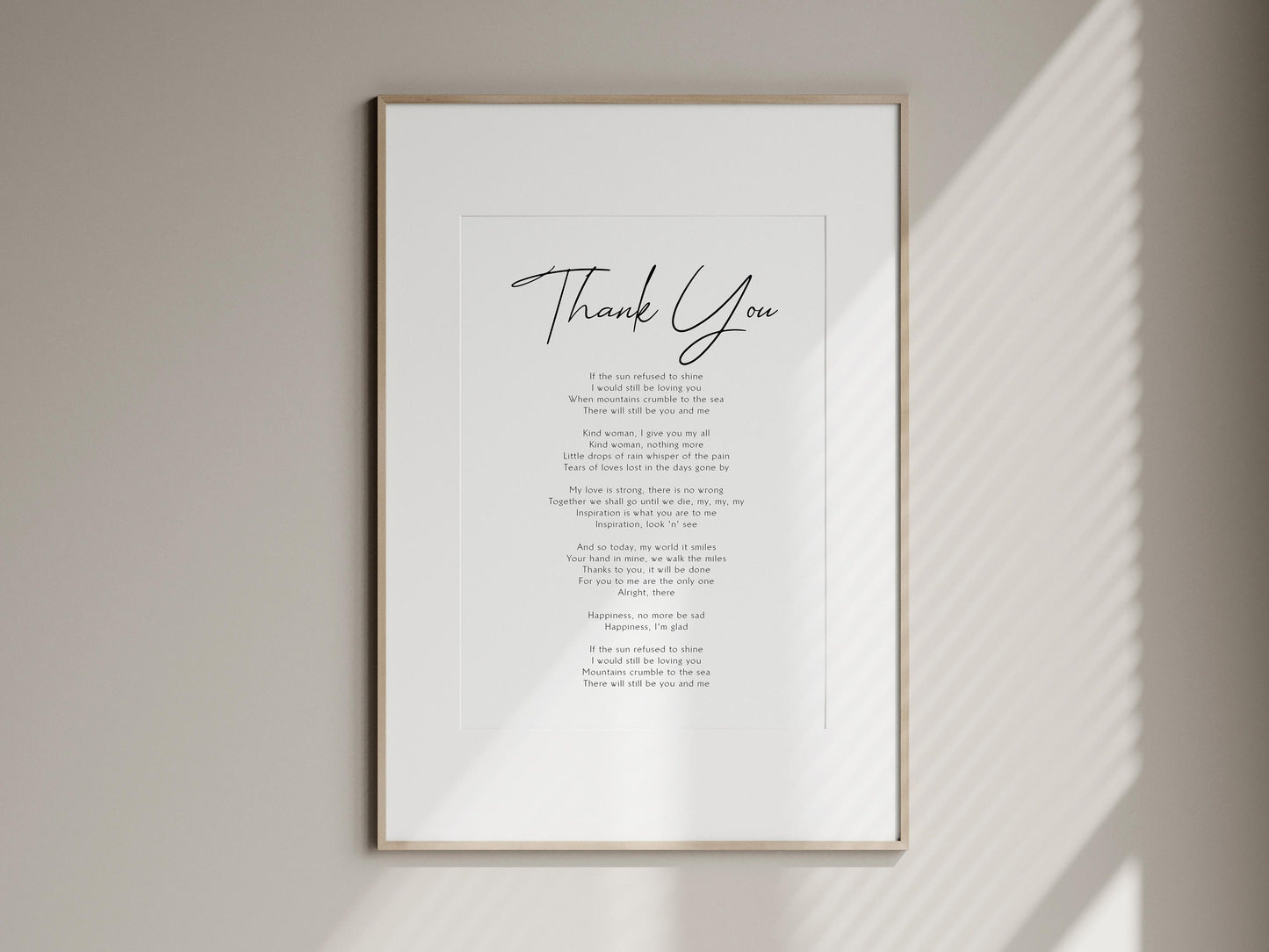 Thank You by Led Zeppelin Lyrics Print Framed