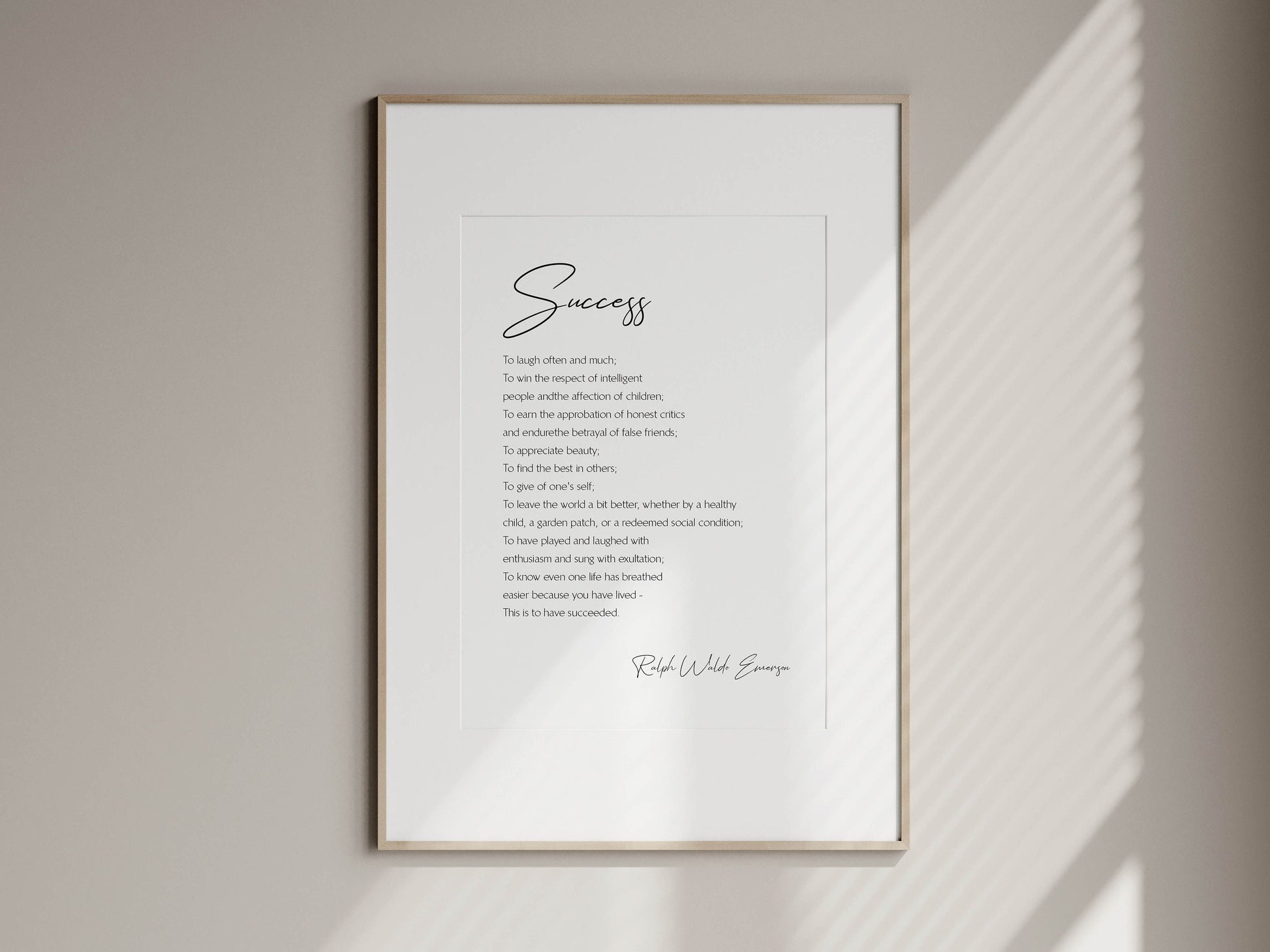 graduation gift success motivational framed print by ralph waldo emerson
