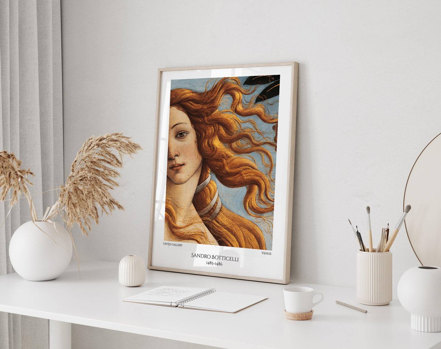 the birth of venus detail art print, close up of Venus by Sandro Botticelli poster framed