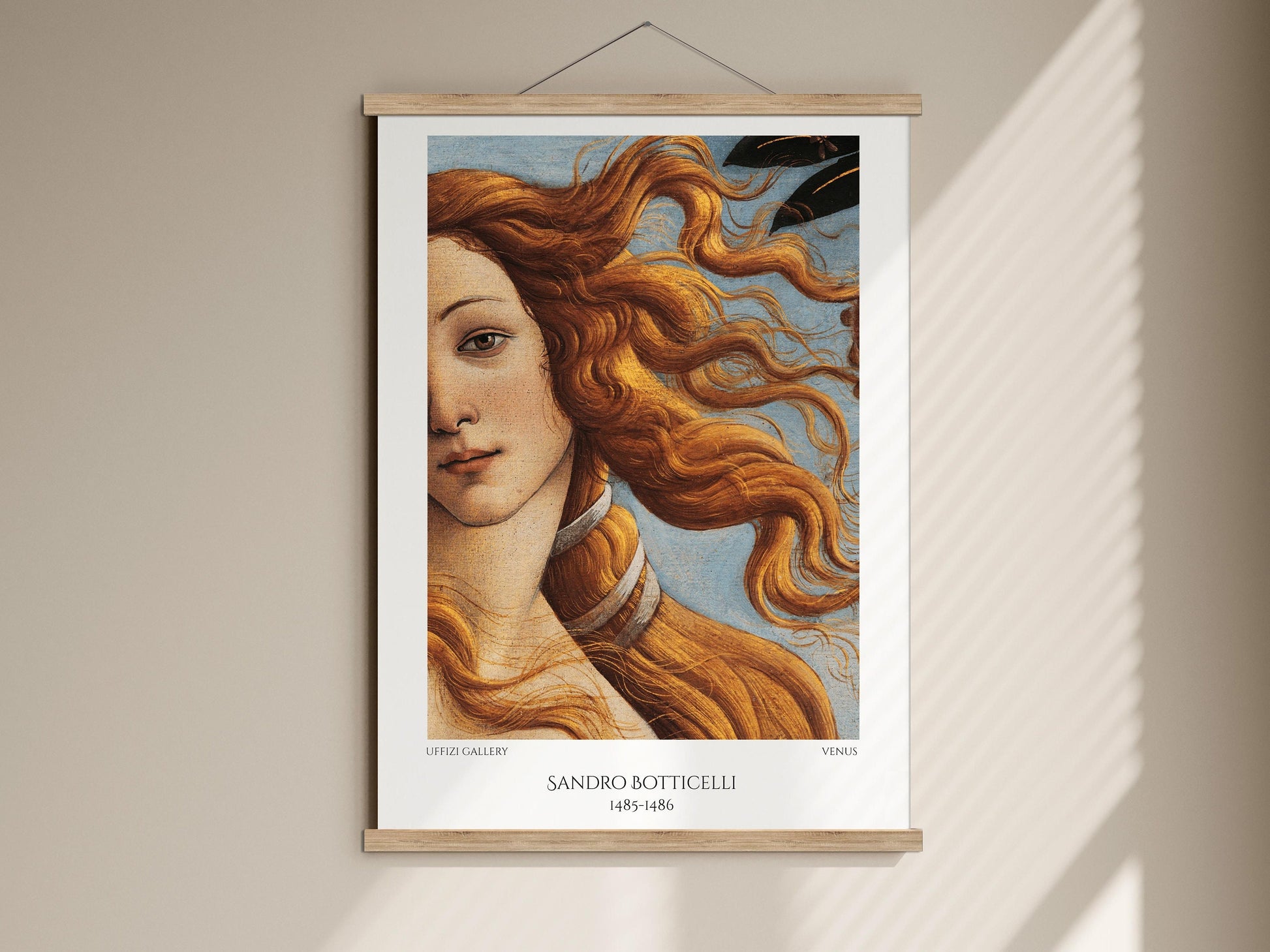 the birth of venus detail art print, close up of Venus by Sandro Botticelli poster framed