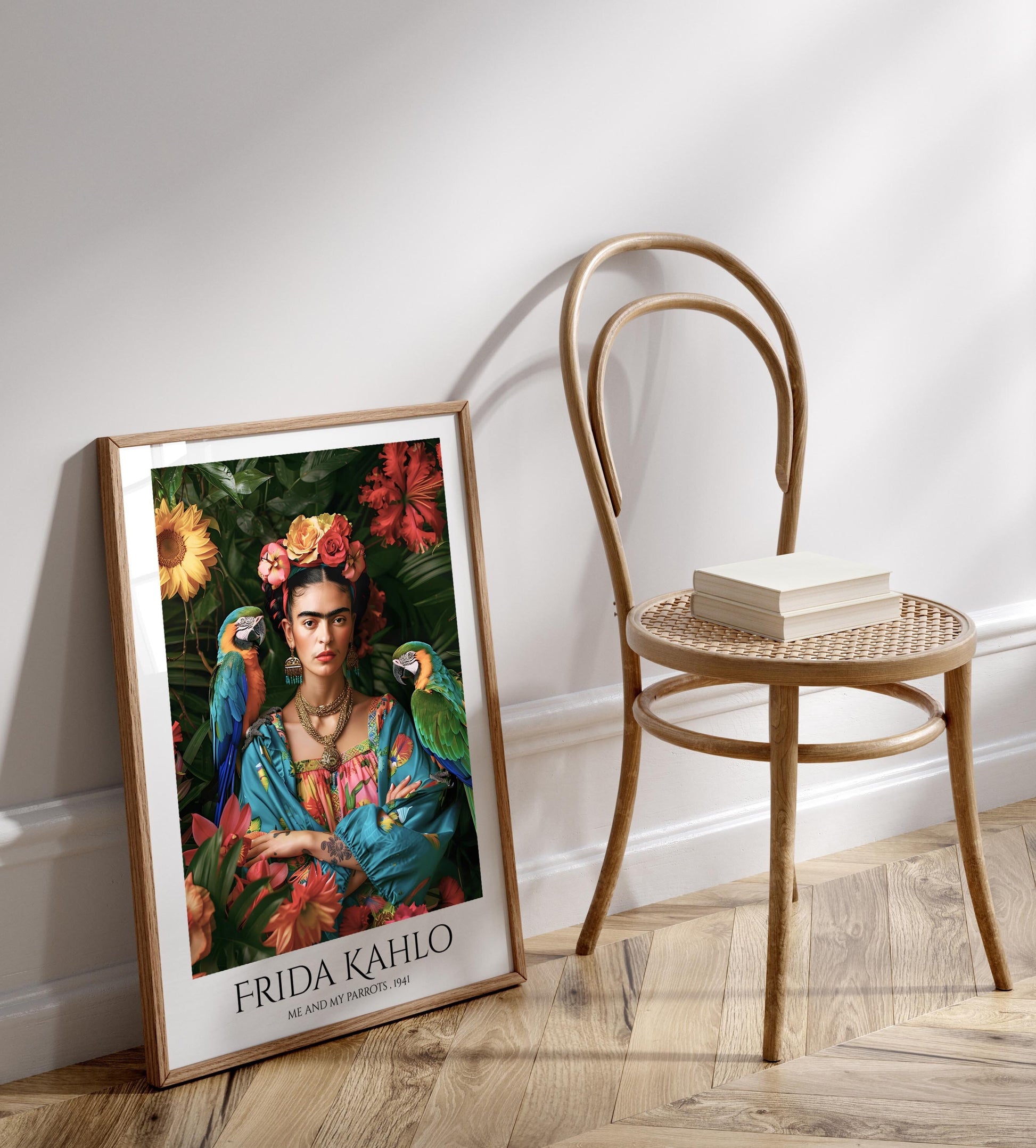 frida kahlo parrots portrait poster framed