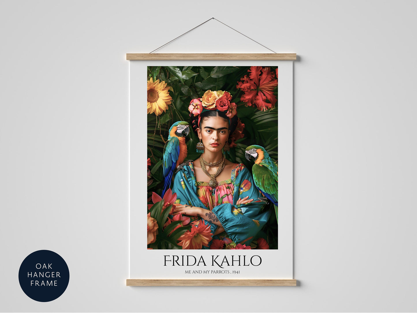 frida kahlo parrots portrait poster framed