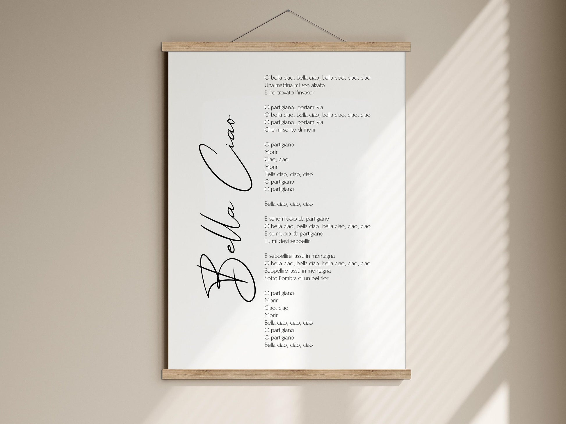 bella ciao song lyrics framed poster