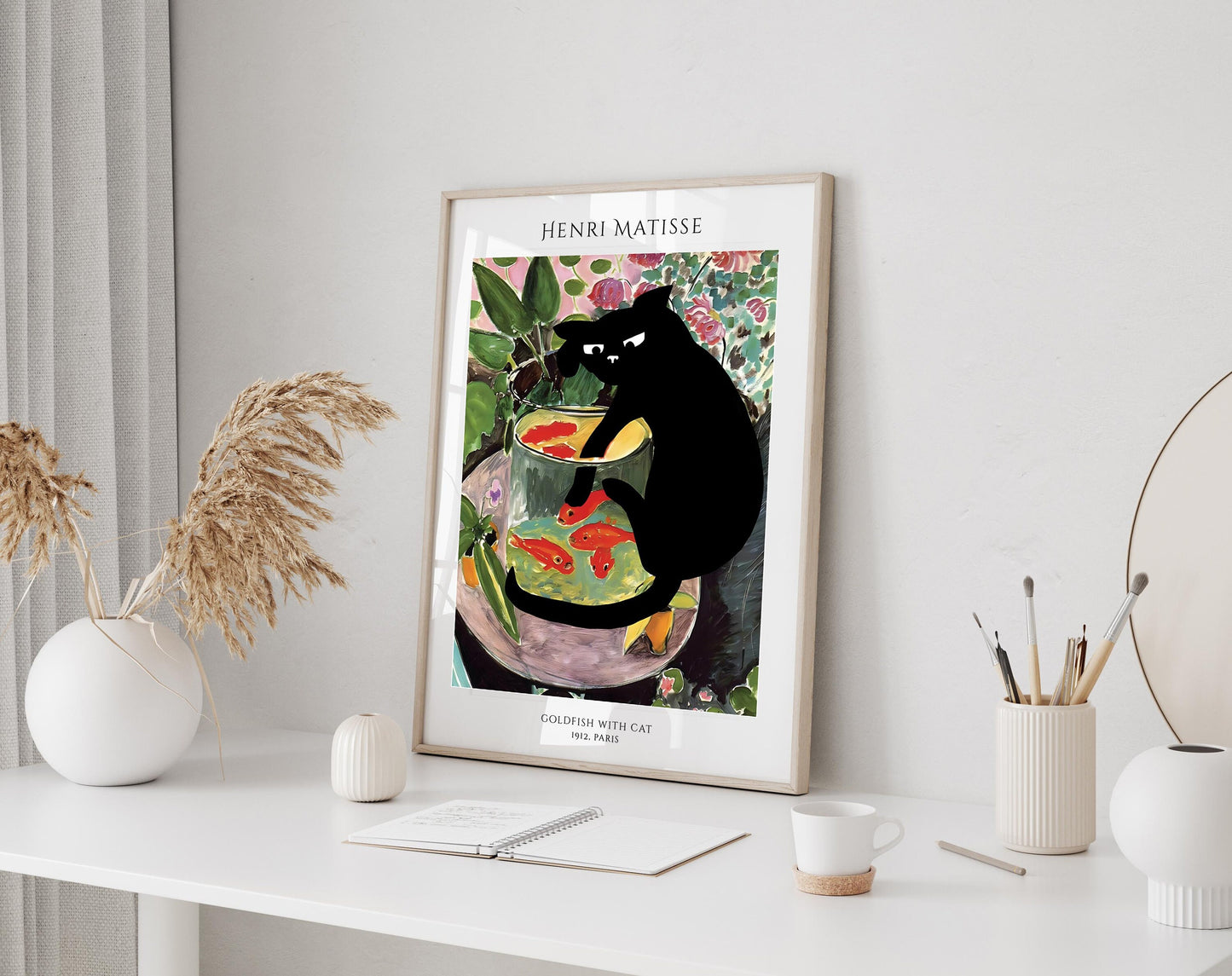 funny cat print henri matisse framed poster goldfish with cat