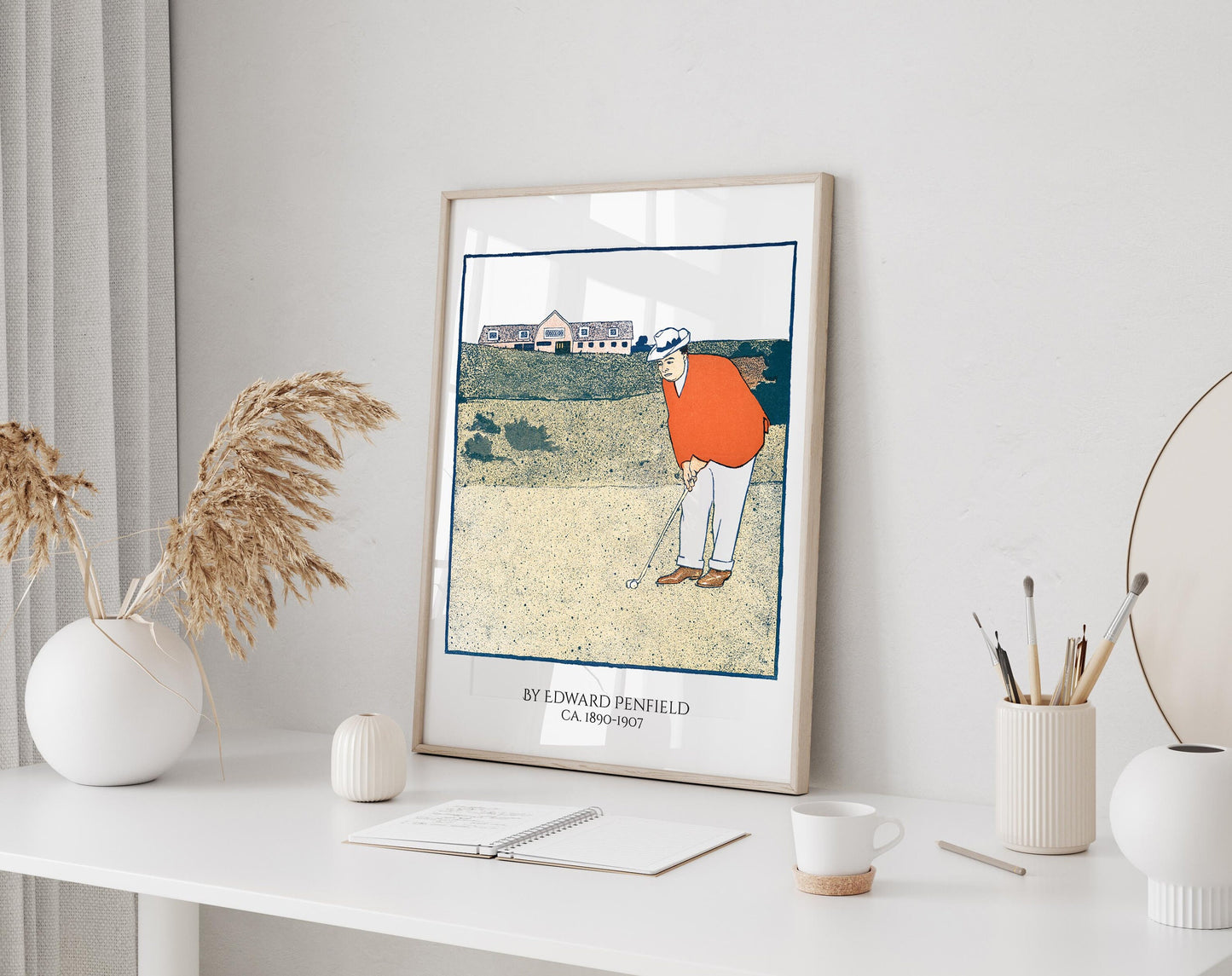 many playing golf print framed print by edward penfield, golf gift