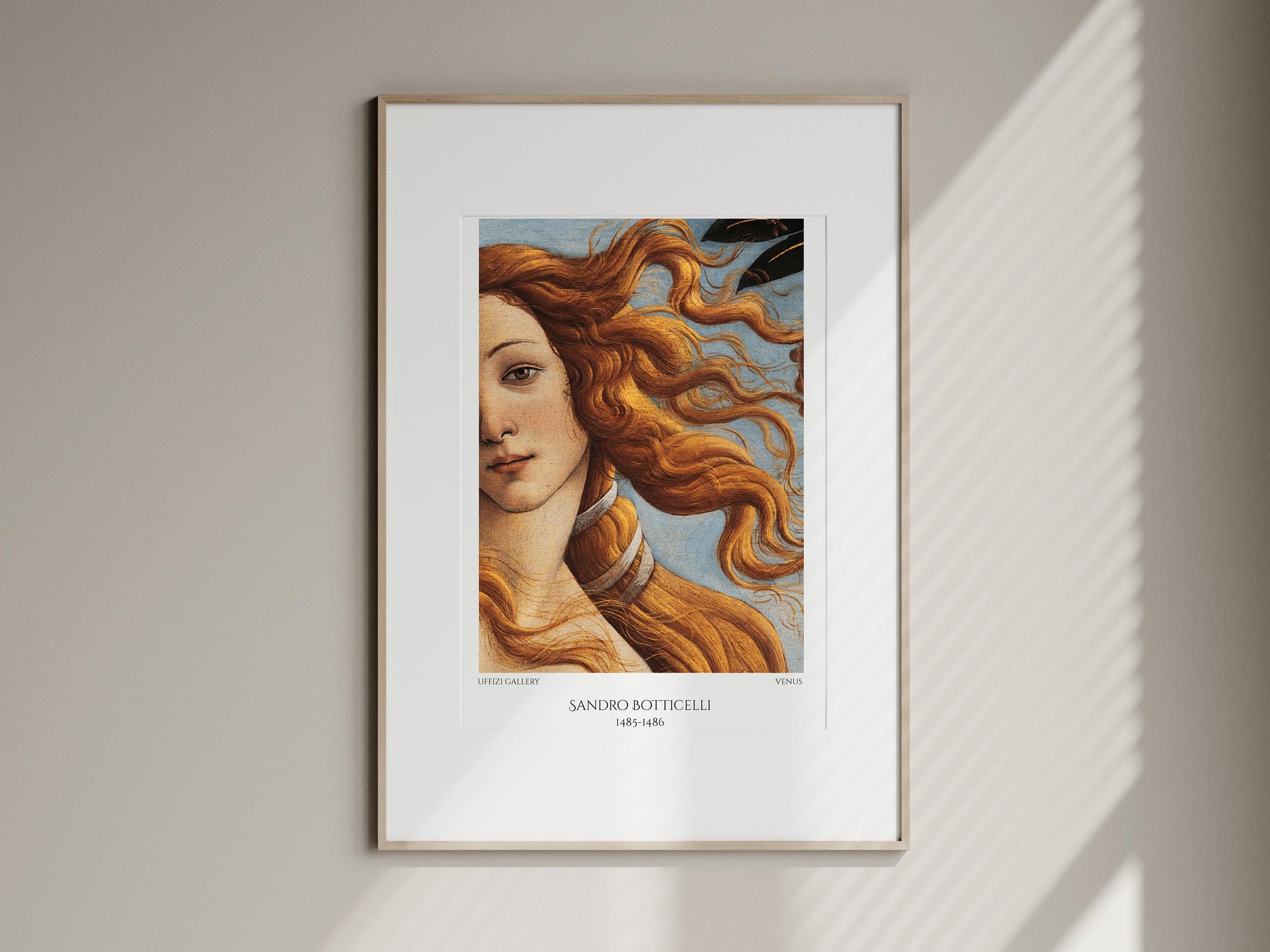 the birth of venus detail art print, close up of Venus by Sandro Botticelli poster framed