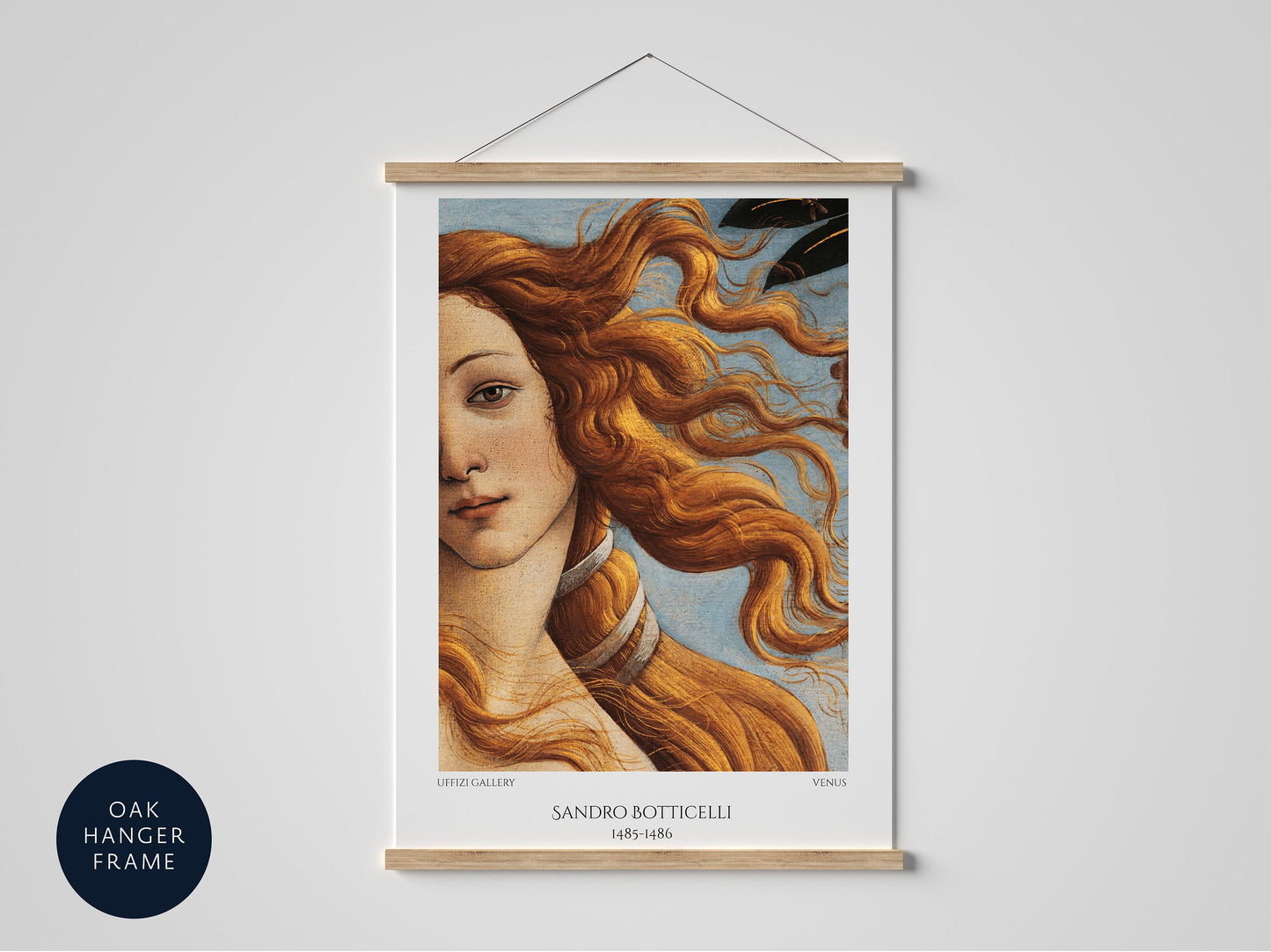 the birth of venus detail art print, close up of Venus by Sandro Botticelli poster framed