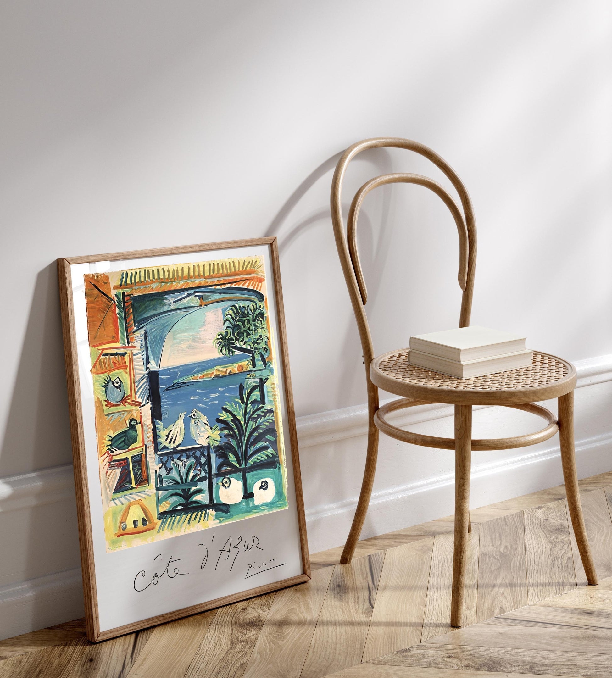 Picasso cote d&#39;Azur art print, seaside poster of Mediterranean sea