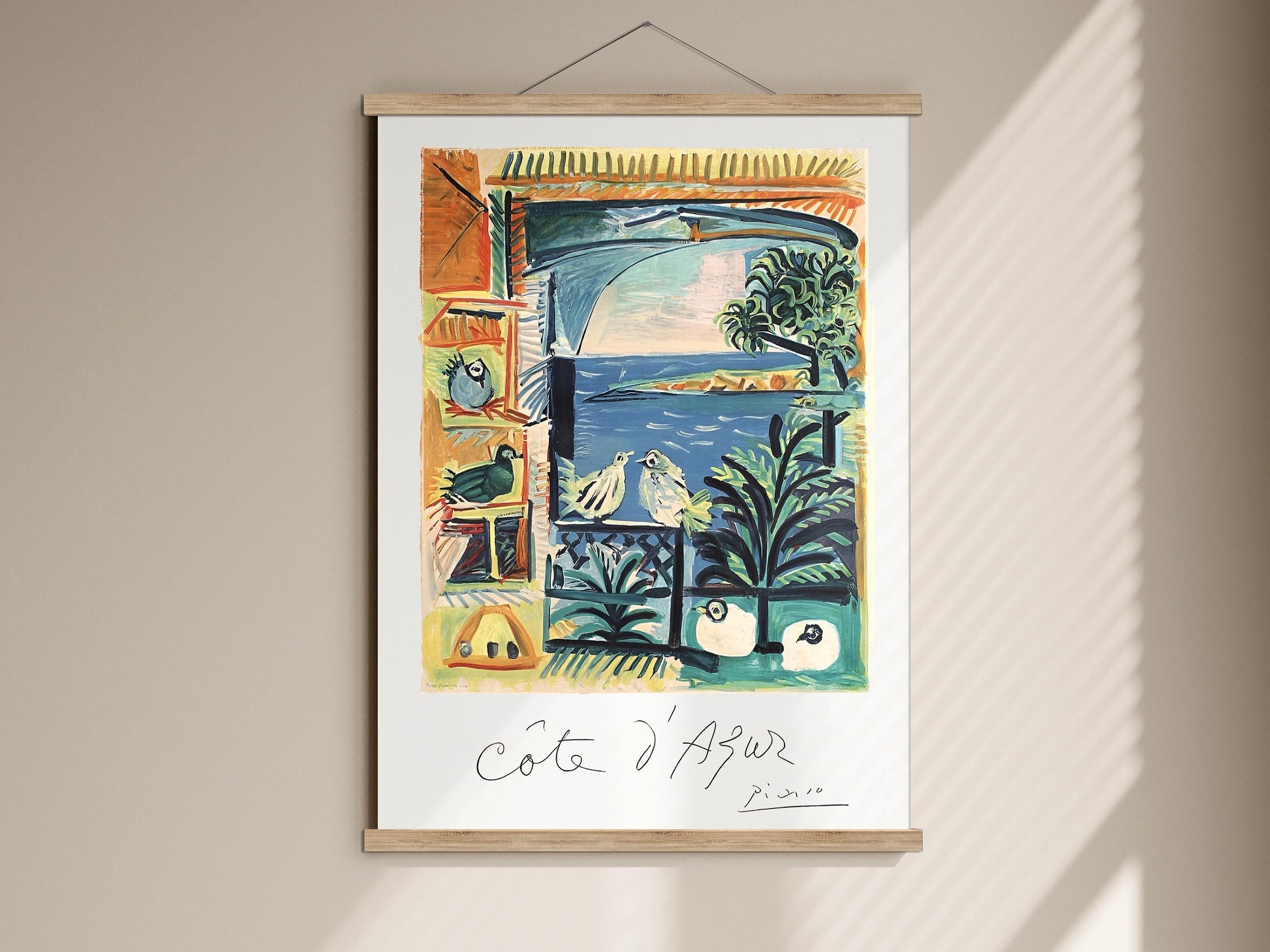 Picasso cote d&#39;Azur art print, seaside poster of Mediterranean sea