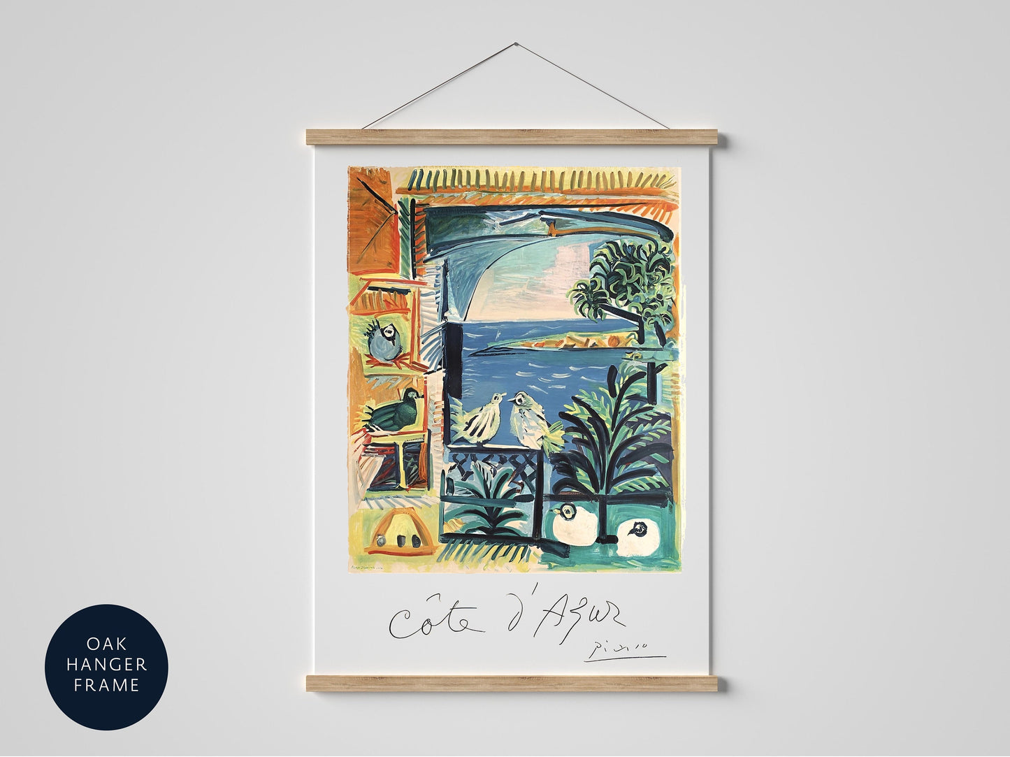 Picasso cote d&#39;Azur art print, seaside poster of Mediterranean sea