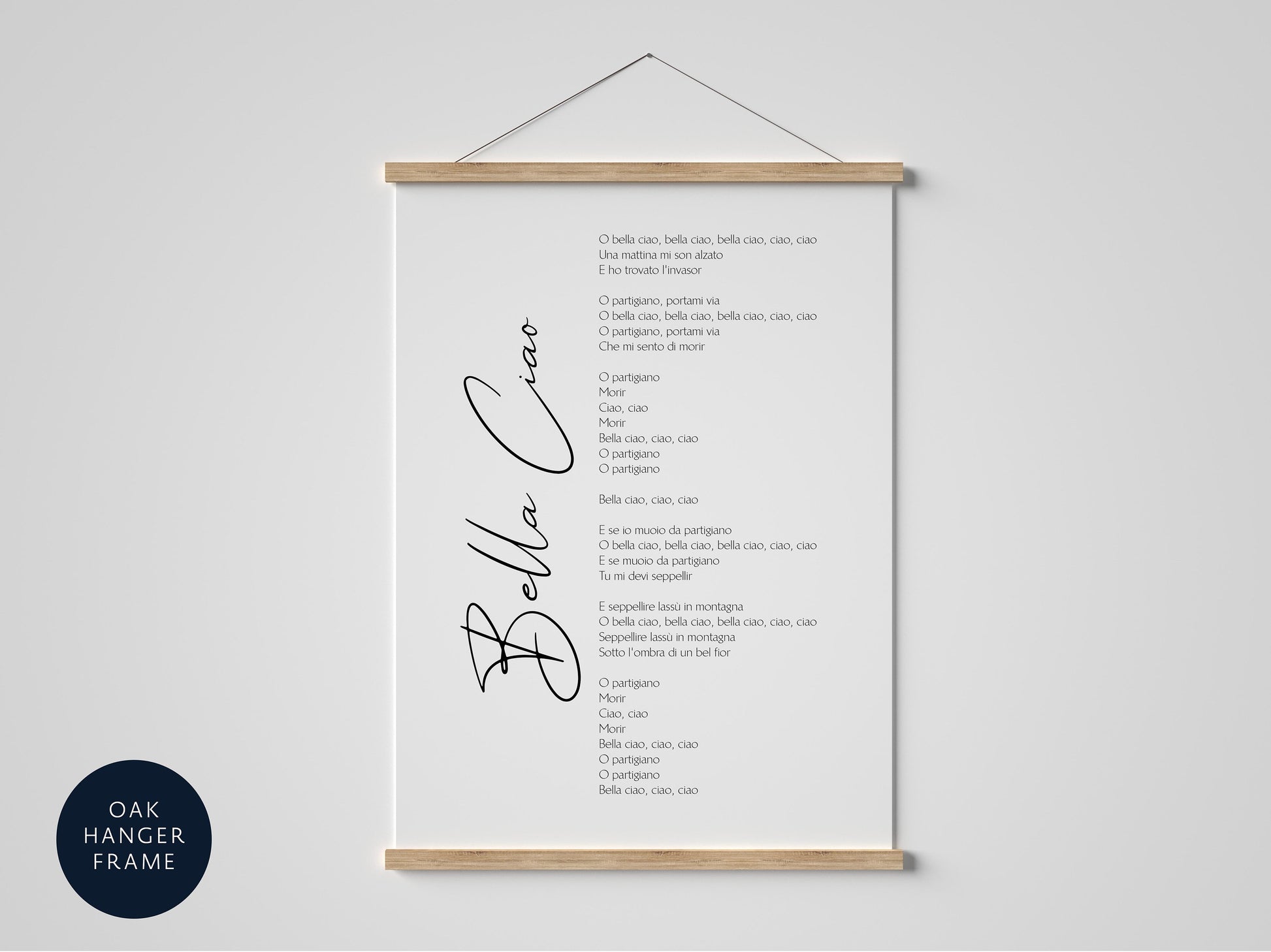 bella ciao song lyrics framed poster