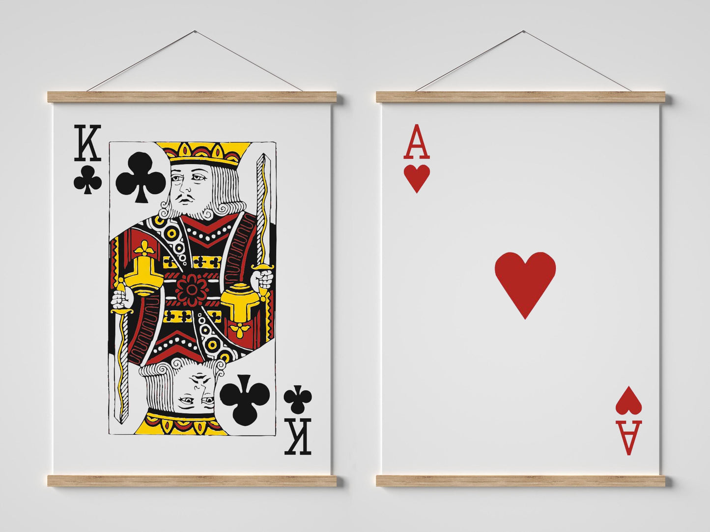 king of club print and ace of hearts framed poster