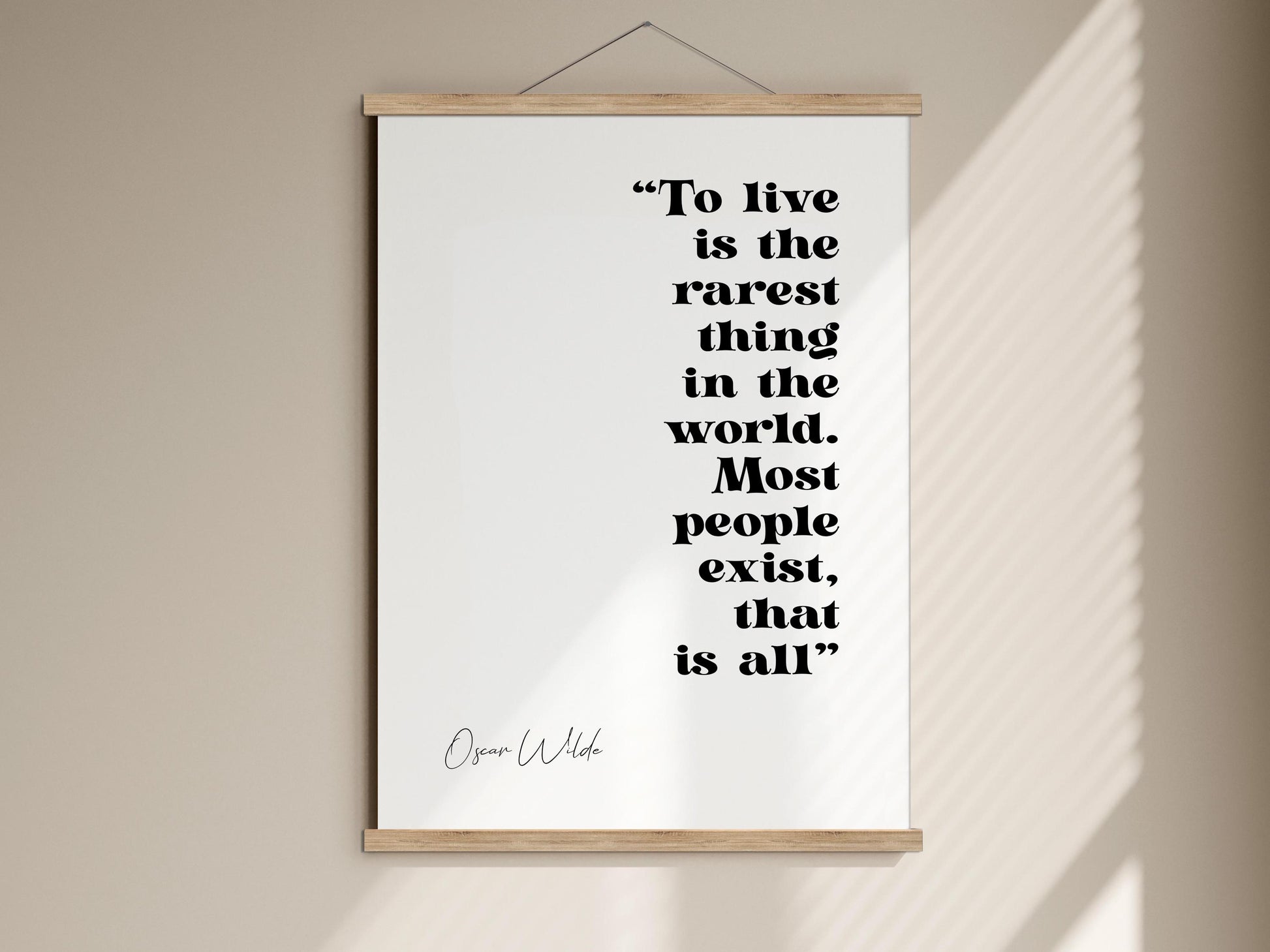 to live is the rarest thing in the world framed quote print by Oscar Wilde