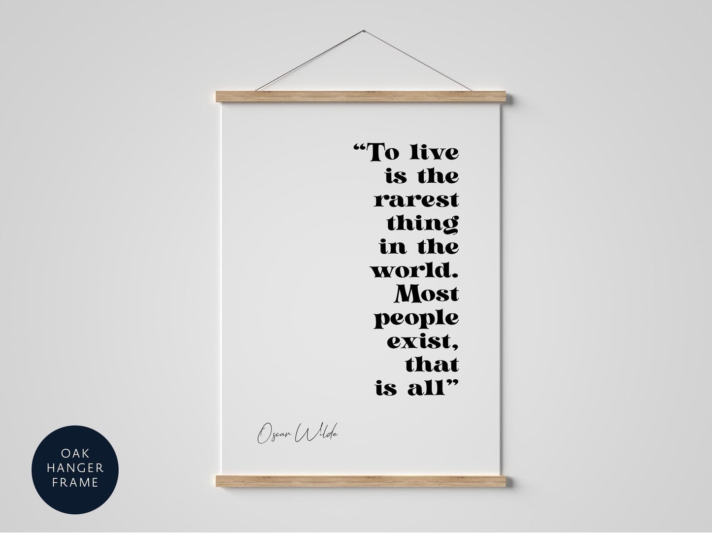 to live is the rarest thing in the world framed quote print by Oscar Wilde