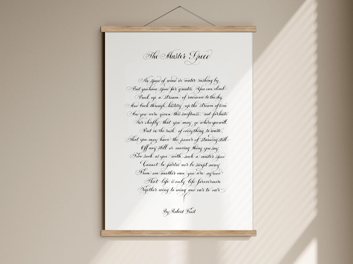 the master speed poem print by robert frost, gift for partner, gift for mum, gift for dad