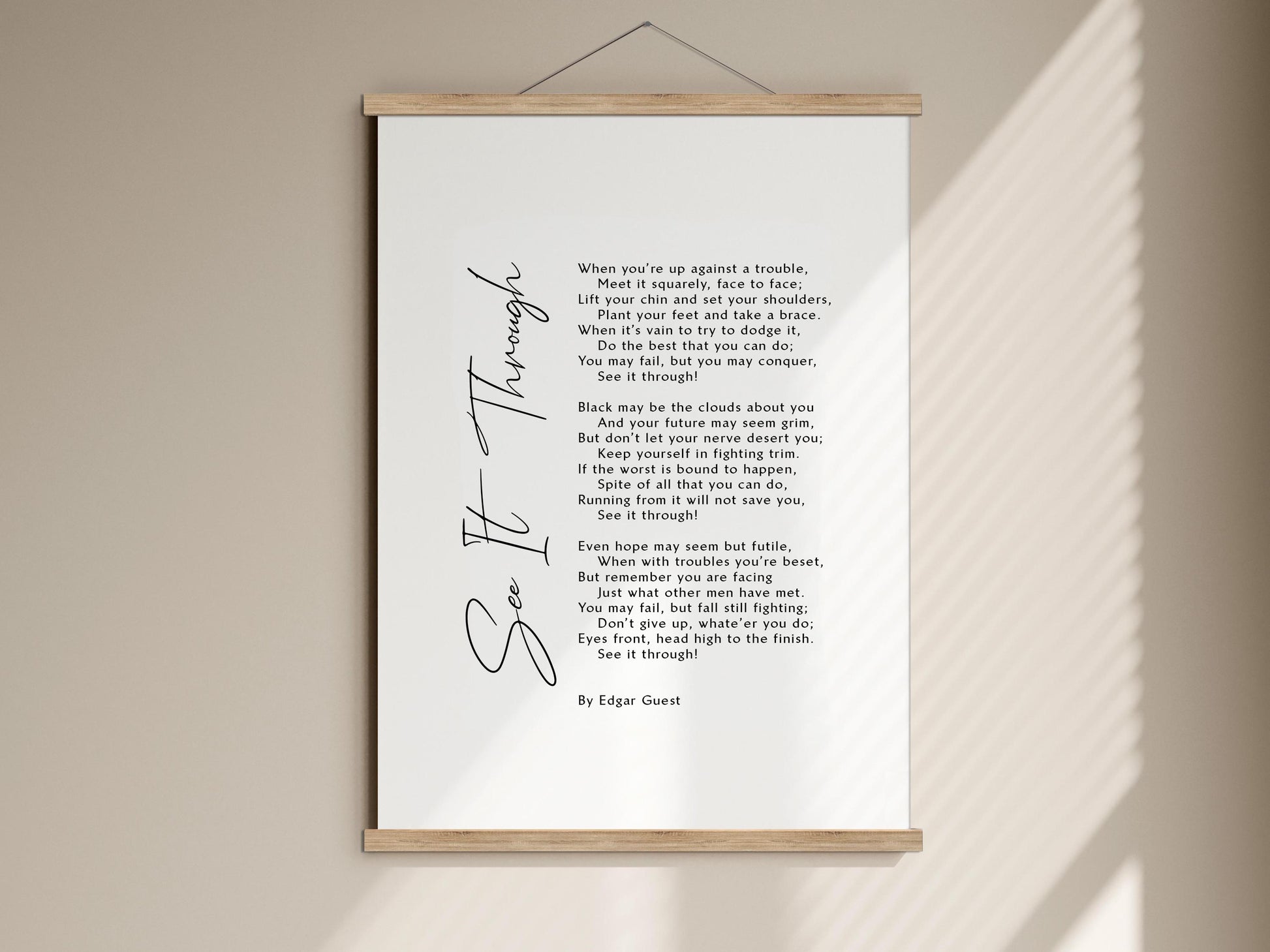 SEE IT THROUGH by Edgar Guest Print Framed poem poster