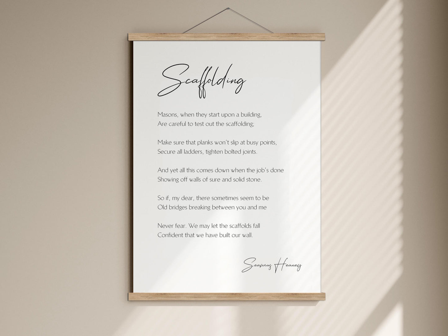 scaffolding poem poster framed print by irish poet playwright seamus heaney