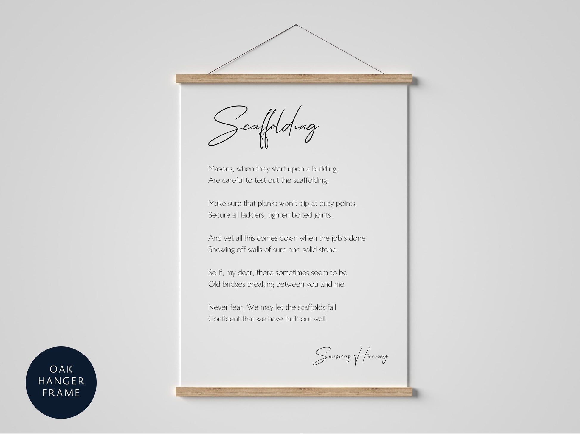 scaffolding poem poster framed print by irish poet playwright seamus heaney