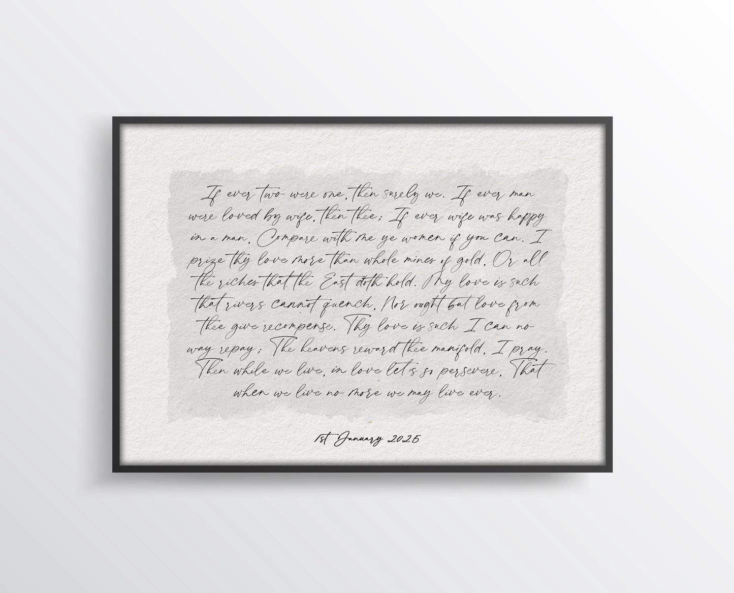100% cotton print, custom wedding song poster framed, paper anniversary and cotton anniversary, custom print song lyrics, poem print cotton paper