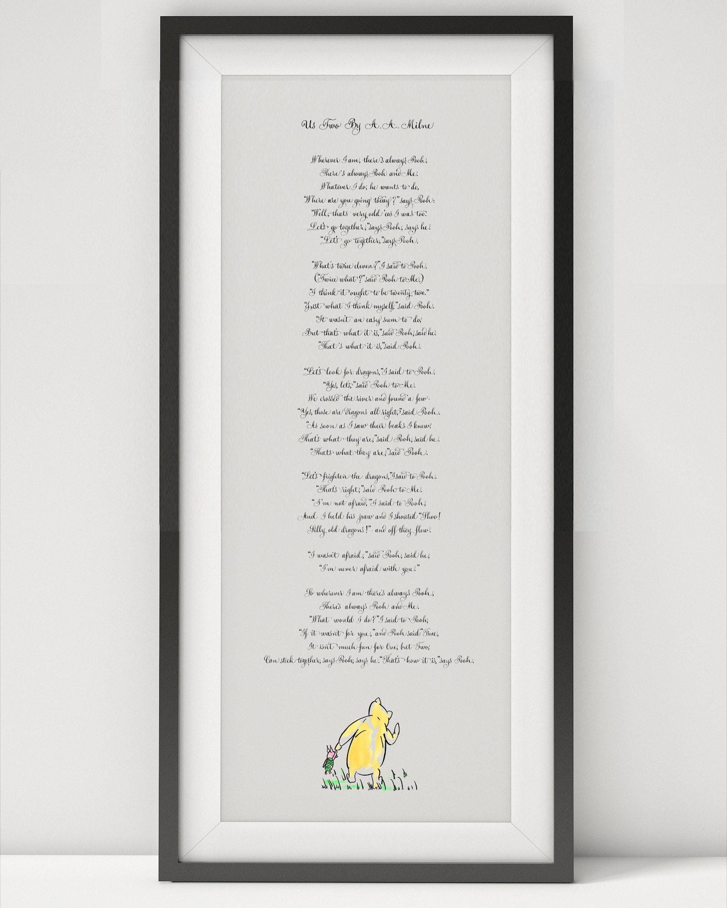 Us Two AA Milne Poem Print | Winnie the Pooh Friendship Quote | Best Friend Gift | Literary Calligraphy Print