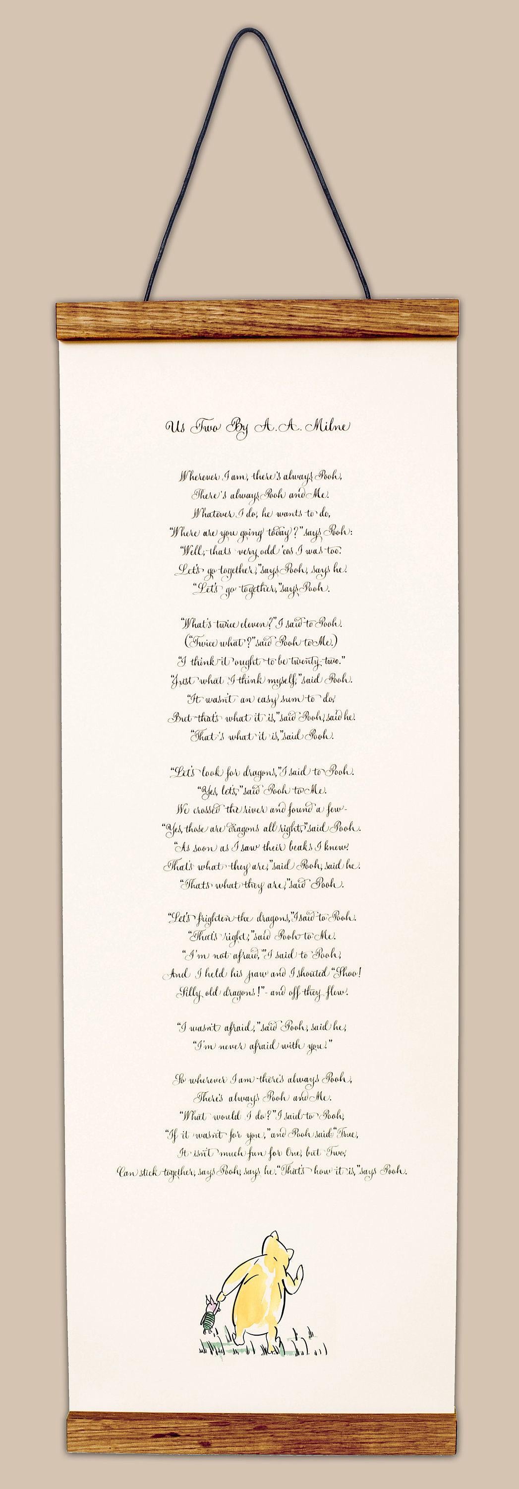 Us Two AA Milne Poem Print | Winnie the Pooh Friendship Quote | Best Friend Gift | Literary Calligraphy Print