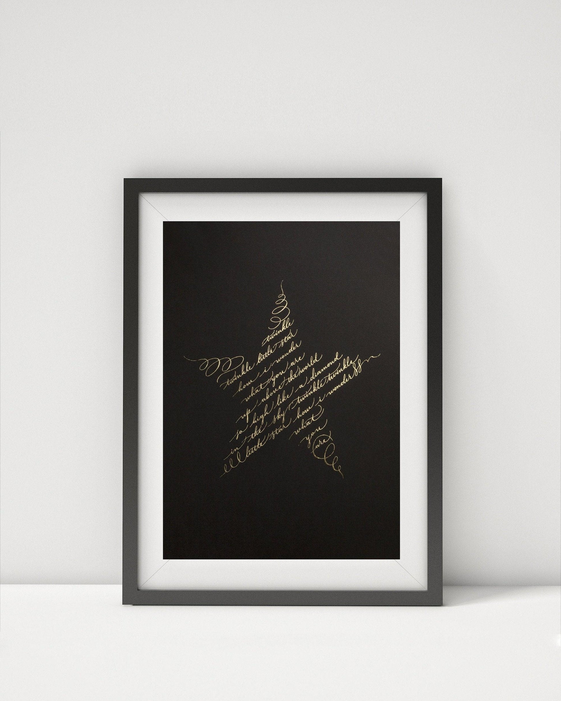 Twinkle Twinkle Little Star Nursery Print, Gold Foil Lullaby Poem - Baby Shower Christening Gift, A4